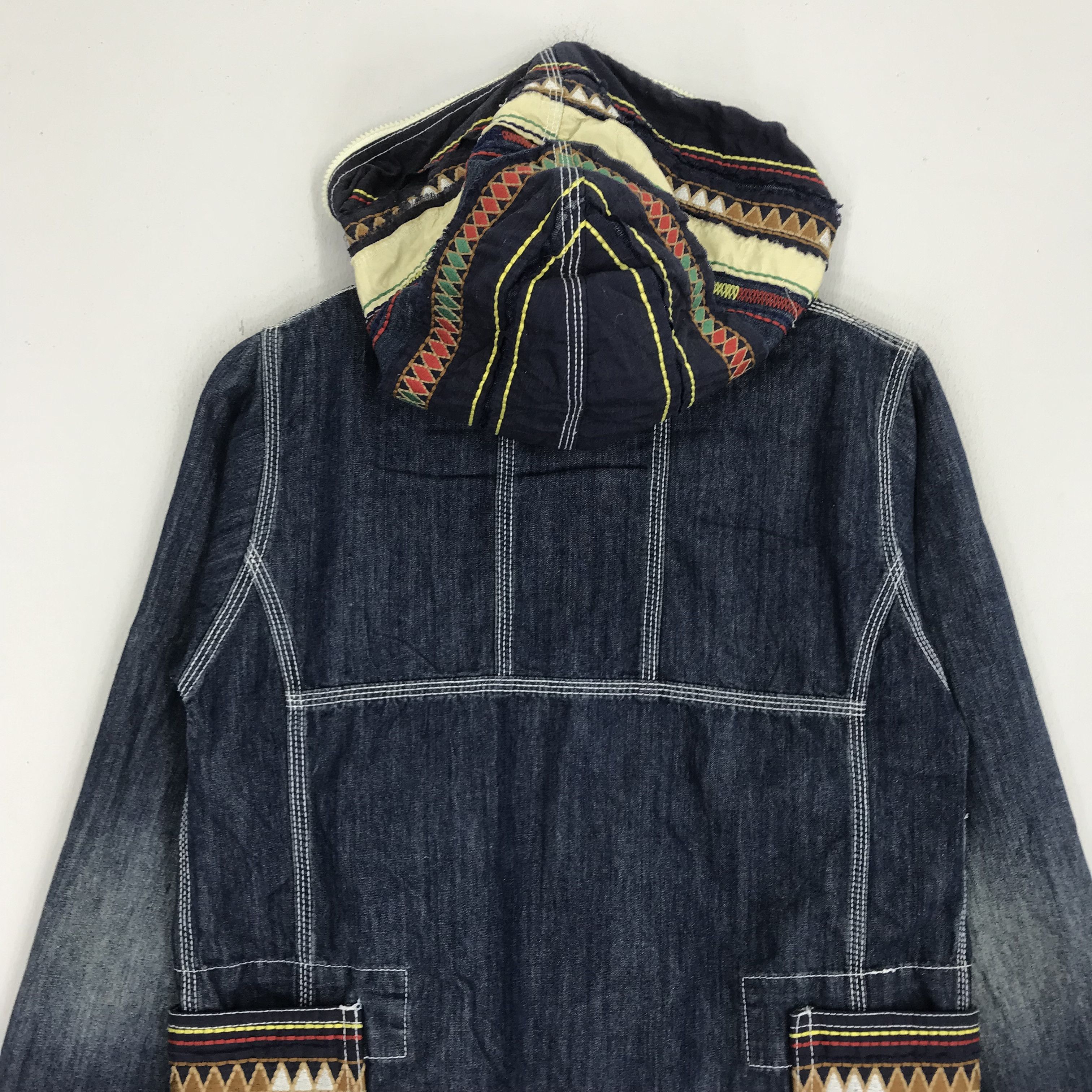 Designer × Vintage × go slow caravan Go Slow Caravan Denime Jacket Hoodie Native Pattern Size US S / EU 44-46 / 1 - 9 Thumbnail