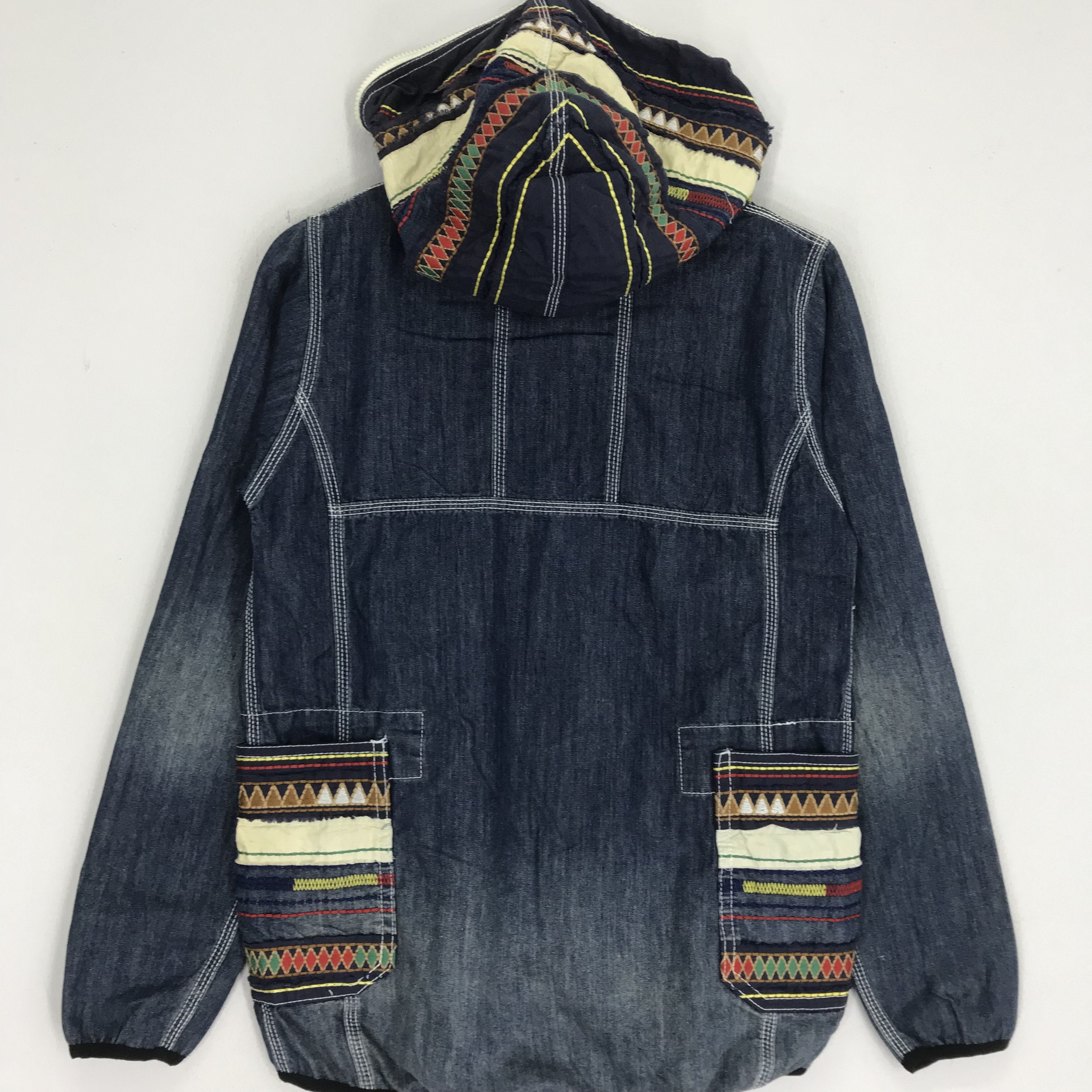 Designer × Vintage × go slow caravan Go Slow Caravan Denime Jacket Hoodie Native Pattern Size US S / EU 44-46 / 1 - 8 Thumbnail