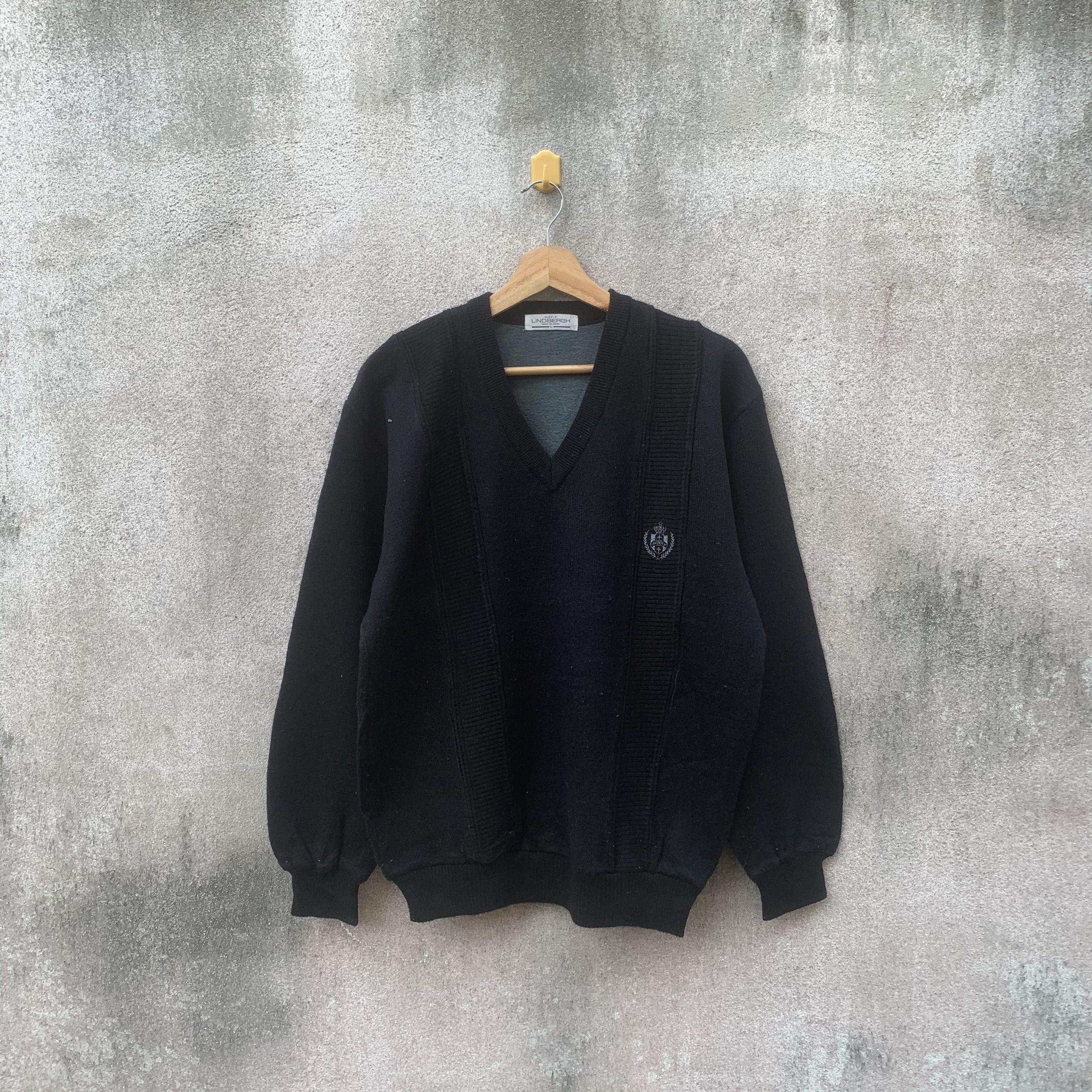 Lindbergh Vintage LINDBERGH Vneck Wool Sweater Pullover Jumper Size US L / EU 52-54 / 3 - 1 Thumbnail
