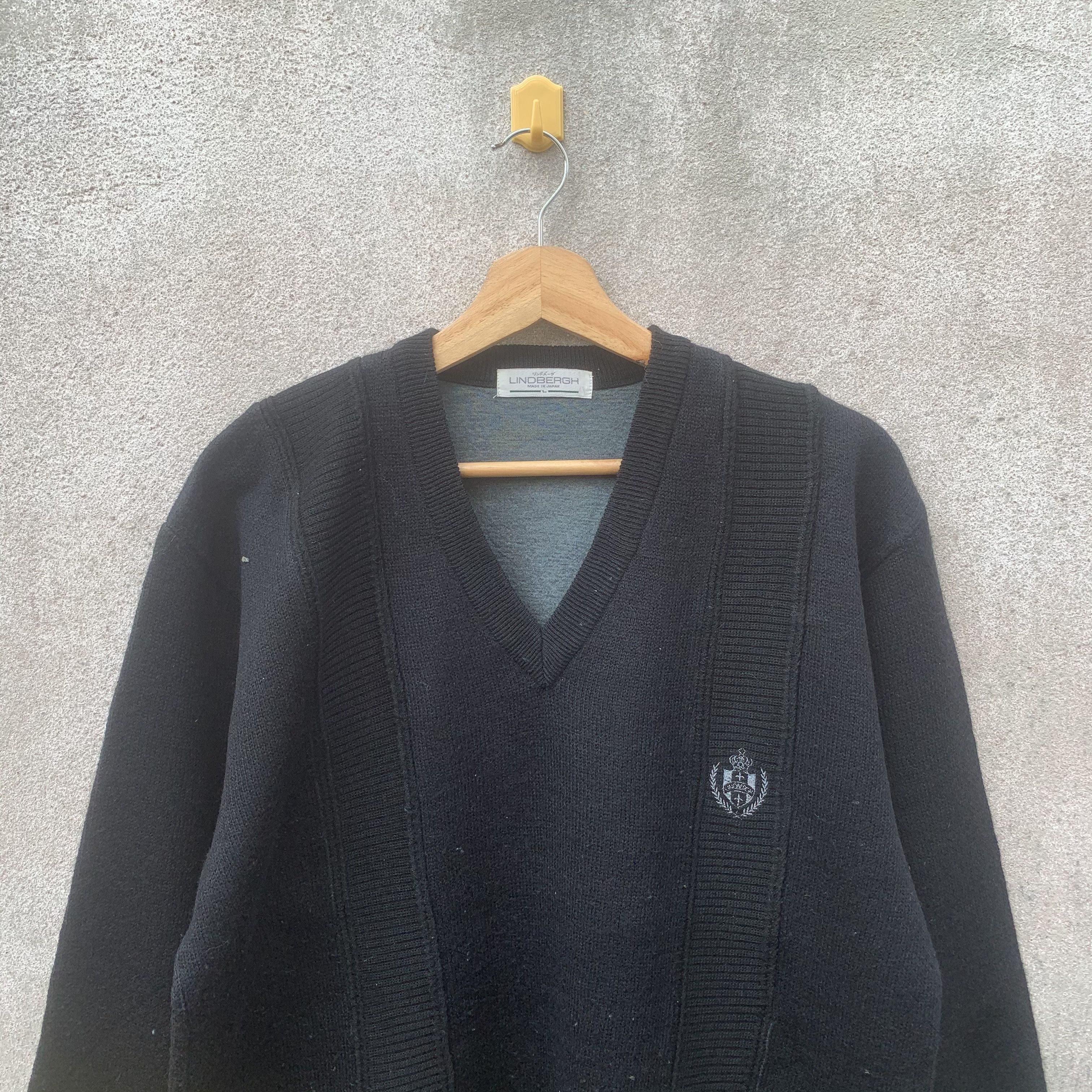Lindbergh Vintage LINDBERGH Vneck Wool Sweater Pullover Jumper Size US L / EU 52-54 / 3 - 2 Thumbnail