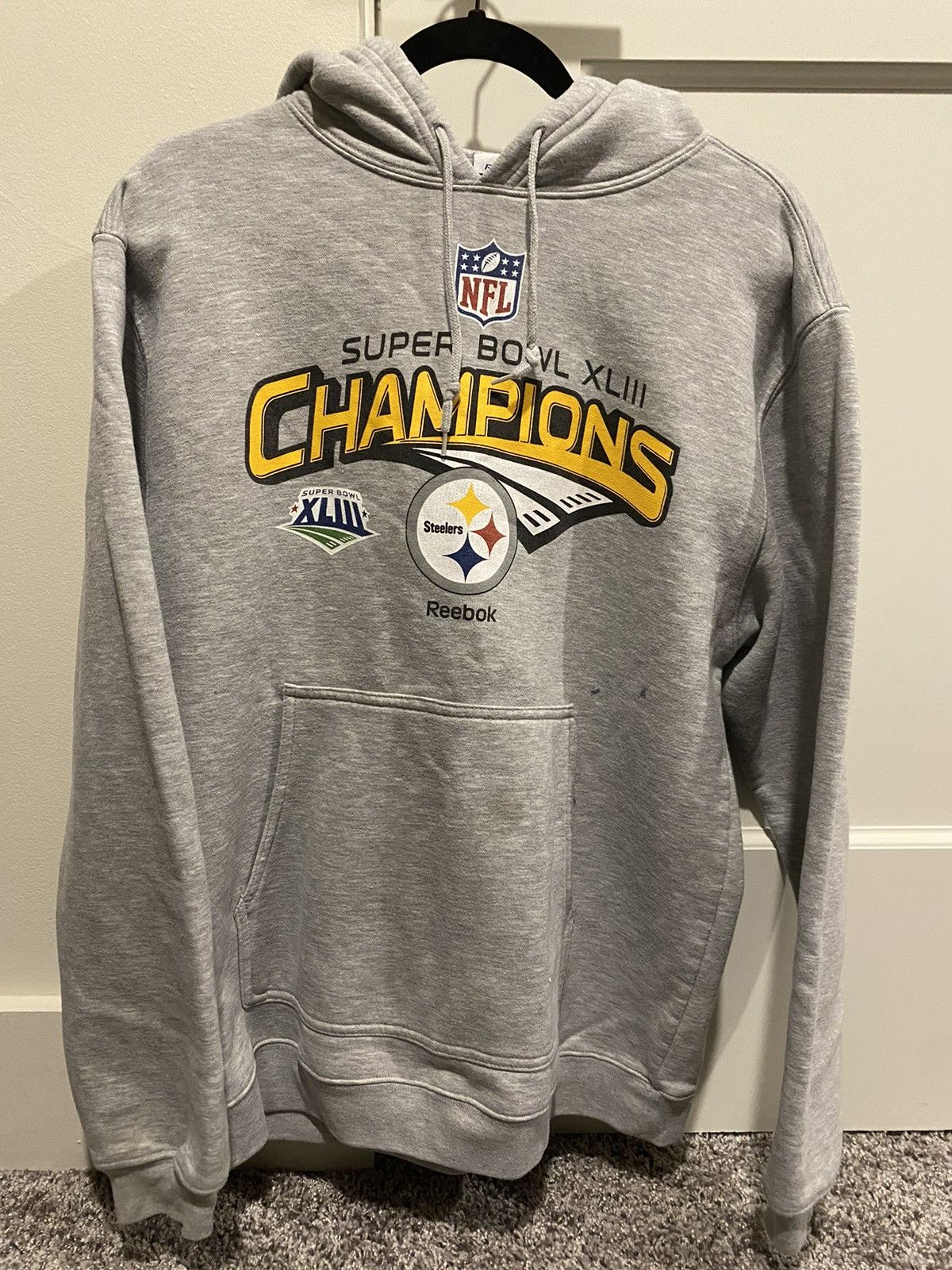 Pittsburgh Steelers Sweater Mens XL Black Super Bowl XLIII Champions Hoodie  2009