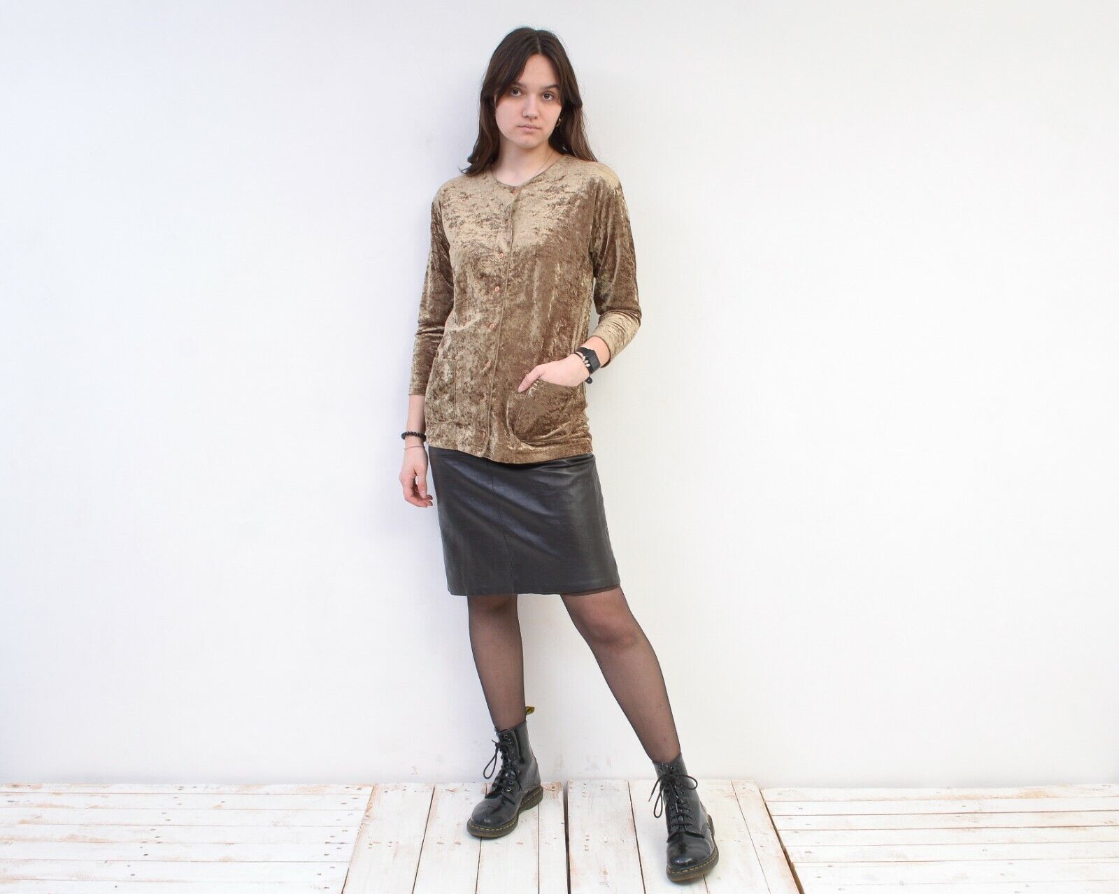 Other × Vintage 90's Velvet Blazer Jacket Button Shirt Chic Basic Office Size M / US 6-8 / IT 42-44 - 2 Thumbnail