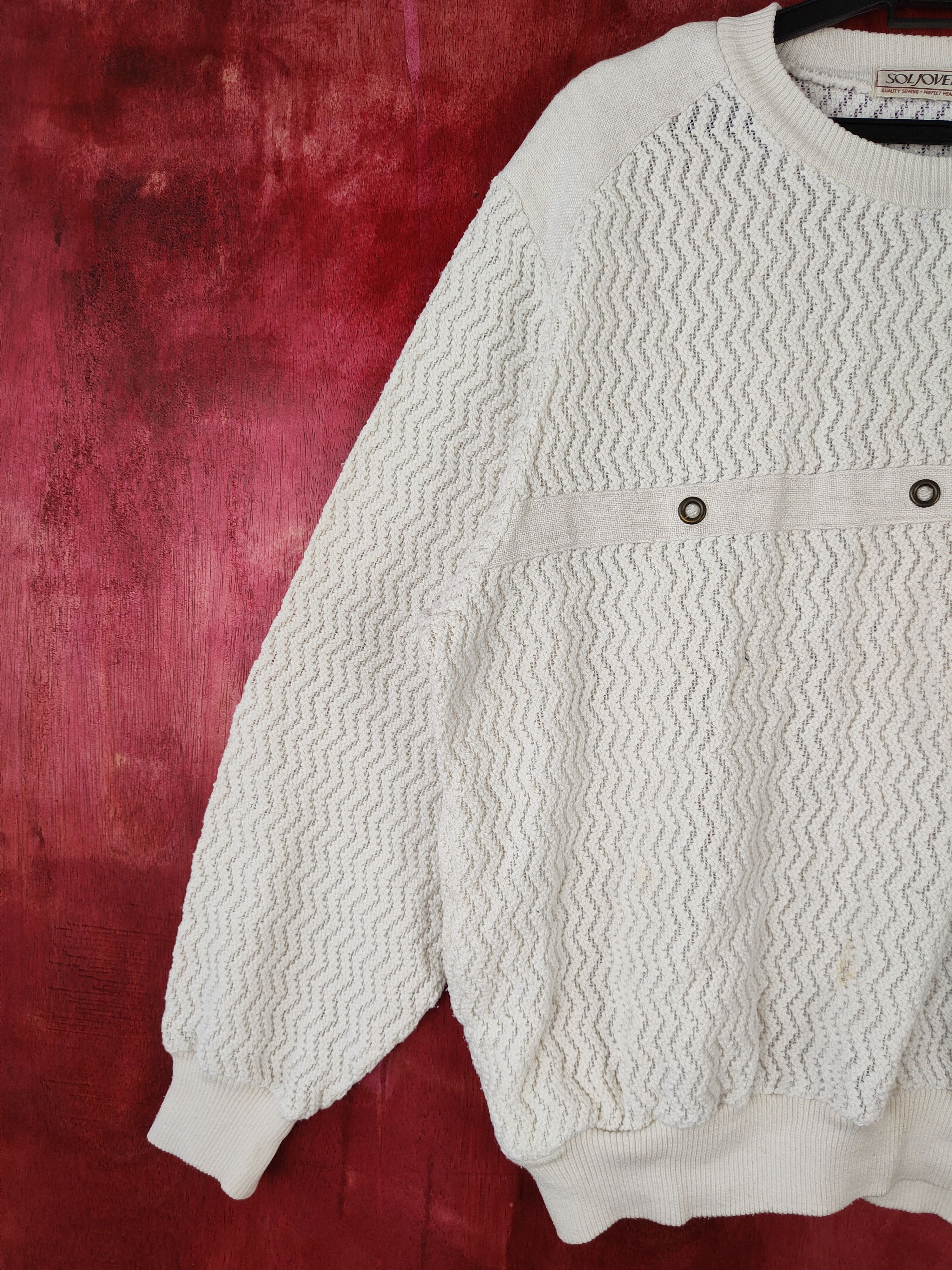 Japanese Brand Soljoven White sweatshirt Knitwear #S365 Size US L / EU 52-54 / 3 - 3 Thumbnail