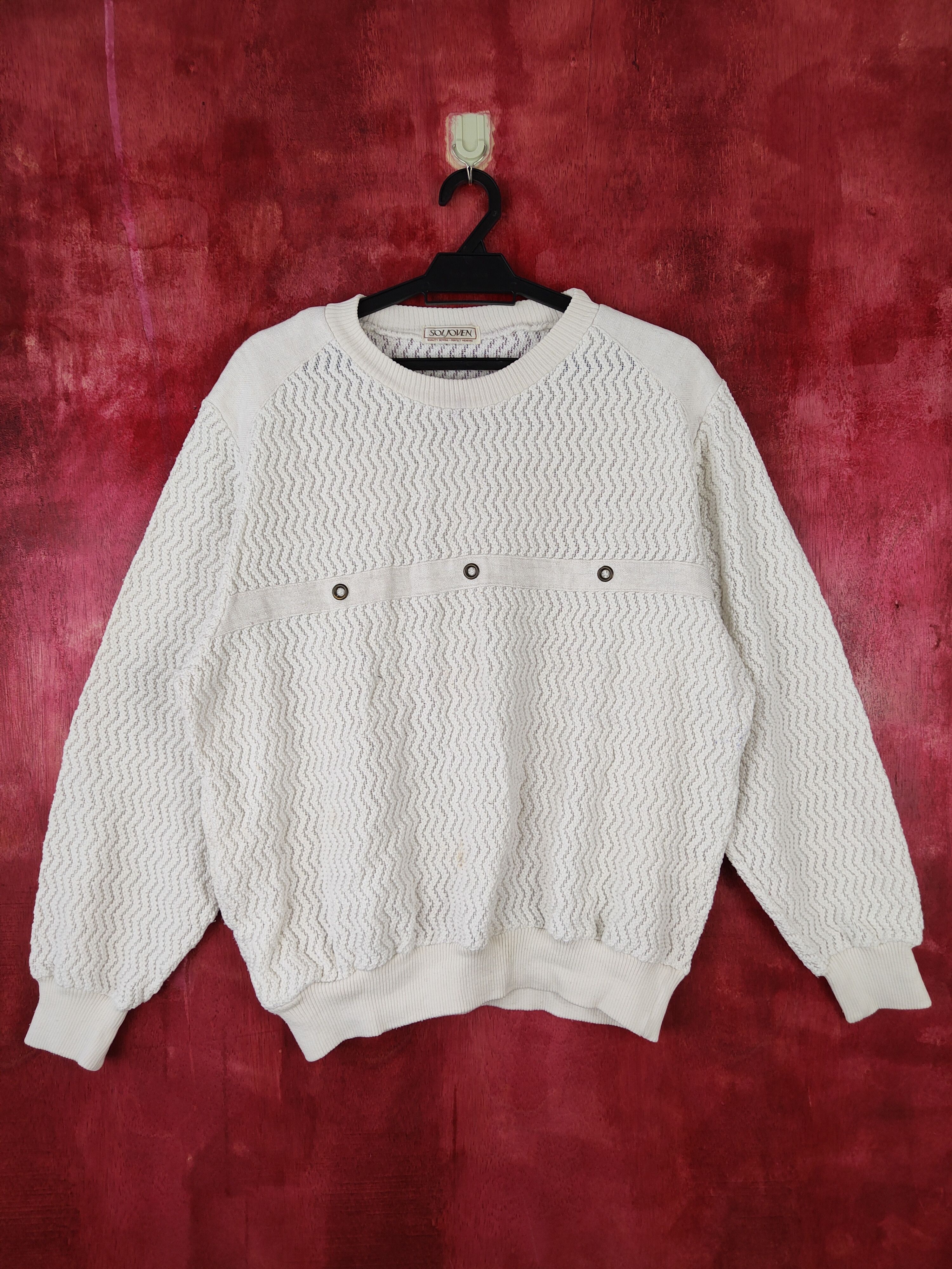Japanese Brand Soljoven White sweatshirt Knitwear #S365 Size US L / EU 52-54 / 3 - 1 Thumbnail