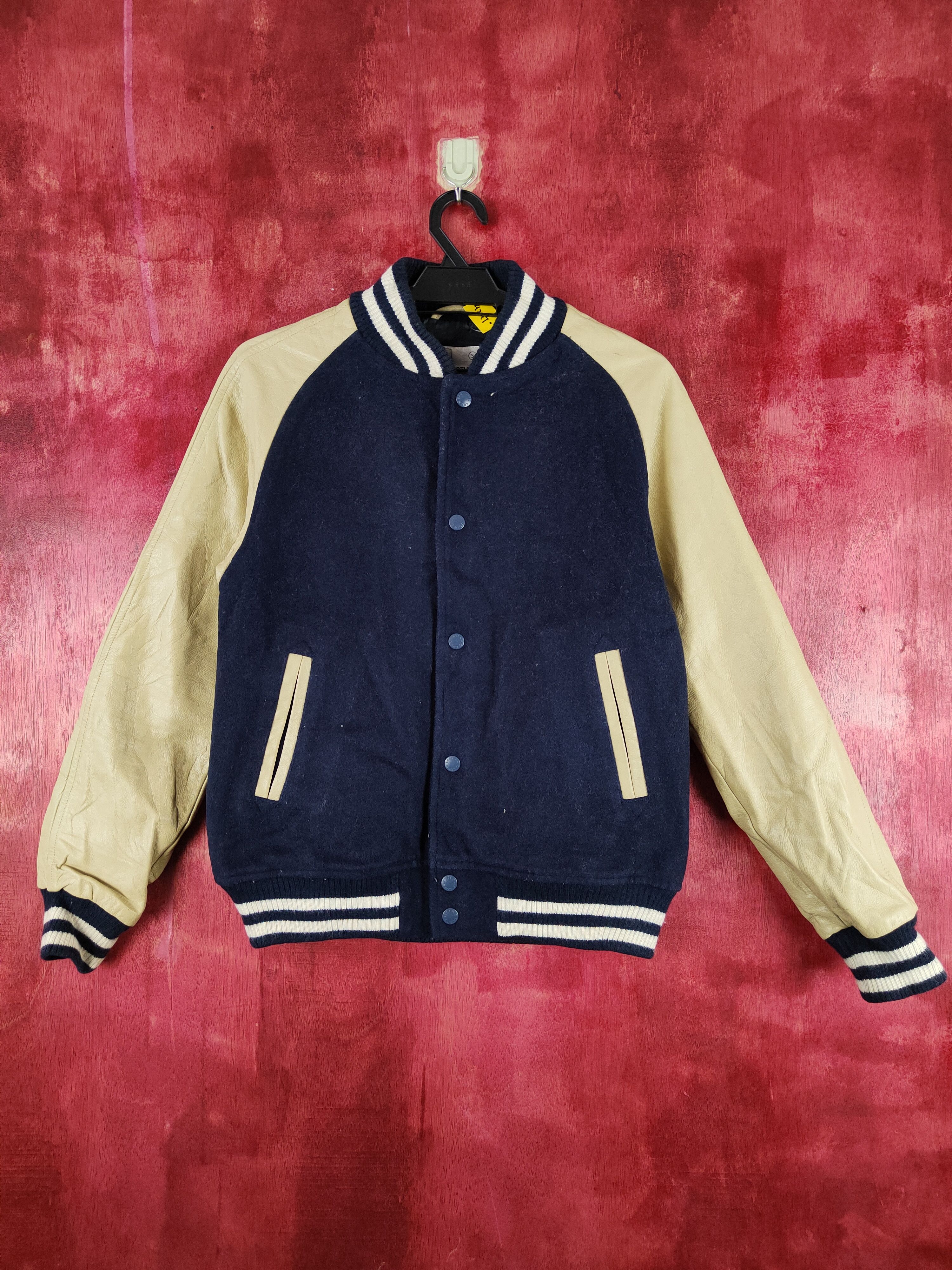 image of Coen Dark Blue Sweater Varsity Jacket S326, Men's (Size Small)