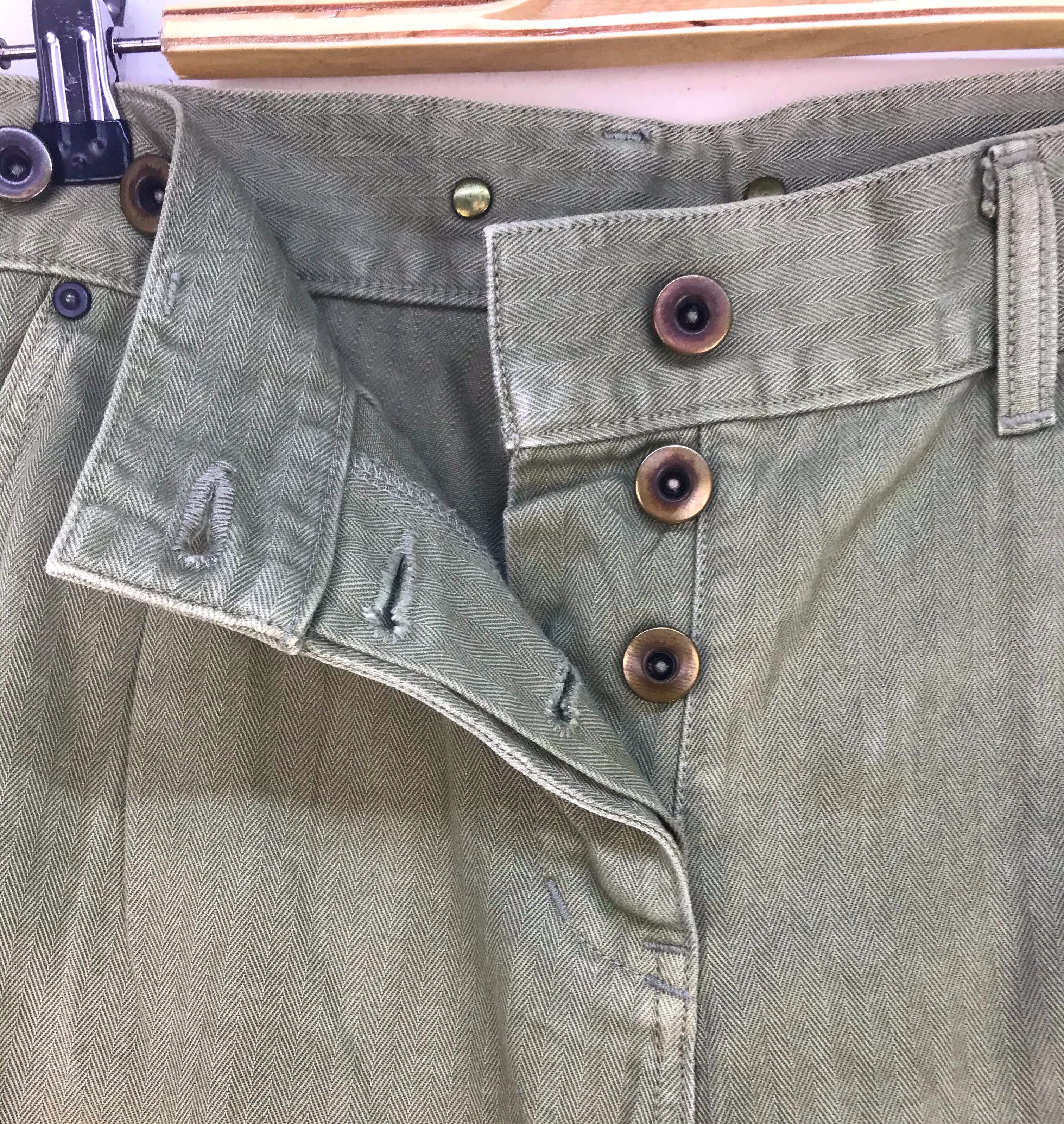 Hysteric Glamour DELAVE Olive Green Herringbone Twill Military Pants Size US 32 / EU 48 - 10 Thumbnail