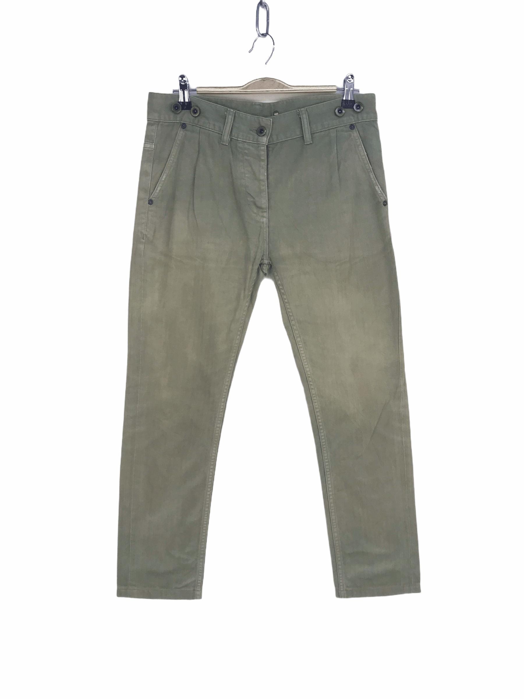 Hysteric Glamour DELAVE Olive Green Herringbone Twill Military Pants Size US 32 / EU 48 - 2 Thumbnail