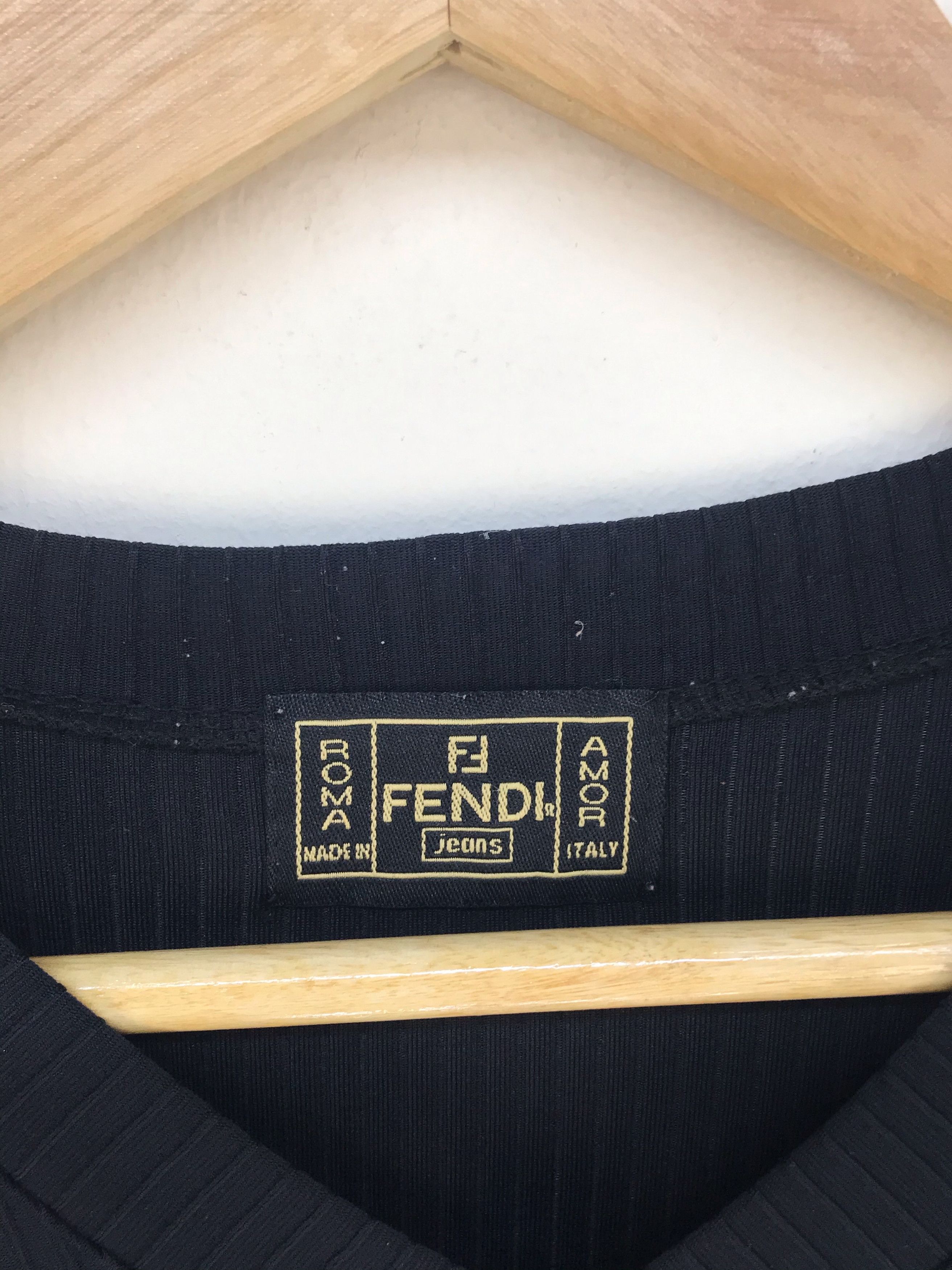 Fendi FENDI JEANS Embroidered Black Spell Out Pleated Shirt Size US M / EU 48-50 / 2 - 3 Thumbnail