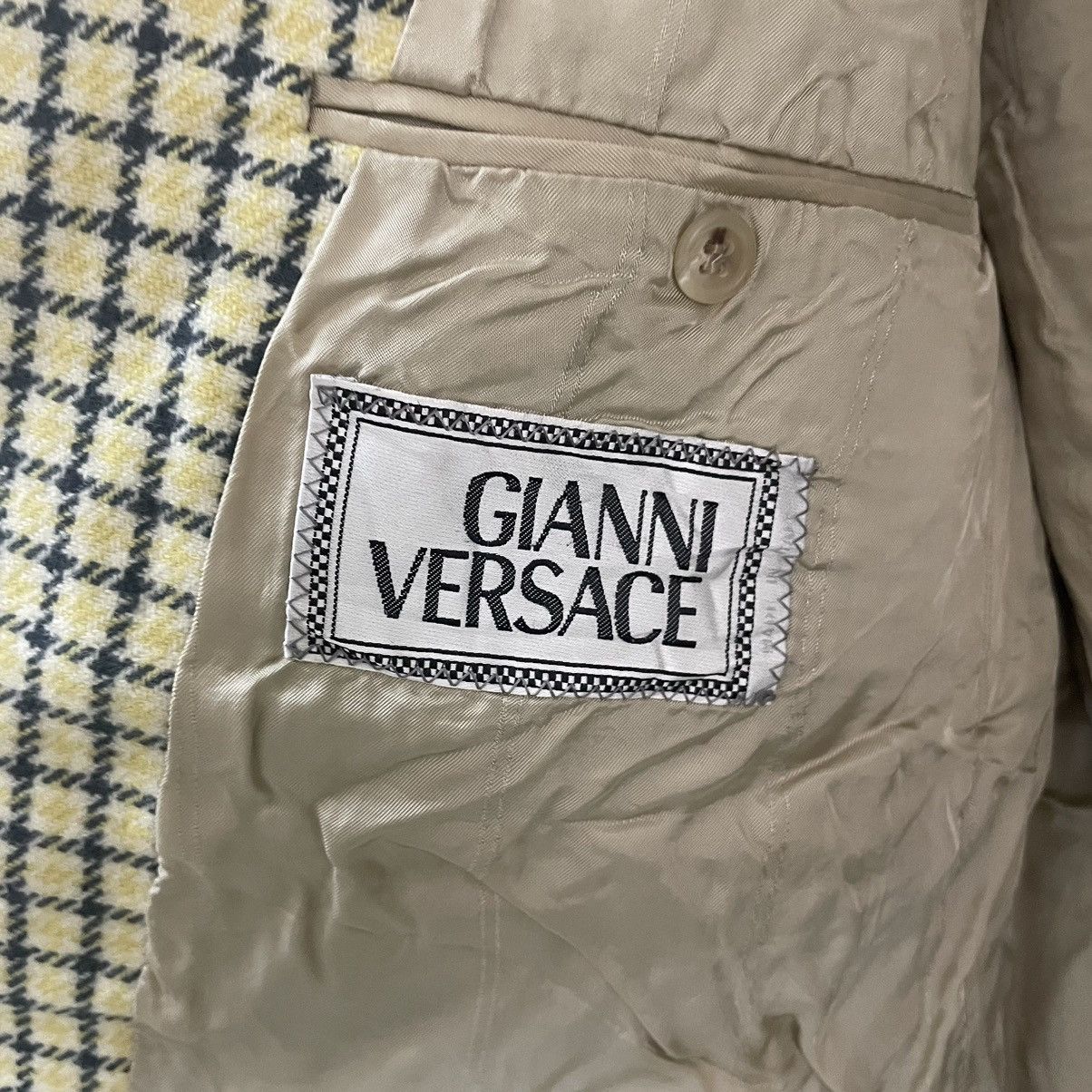 Versace × Vintage 💥 90s Gianni Versace Checker Button Blazer Coat Jacket Size 48R - 9 Thumbnail