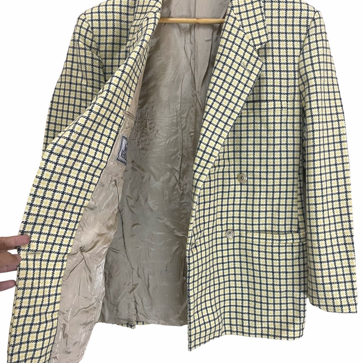 Versace × Vintage 💥 90s Gianni Versace Checker Button Blazer Coat Jacket Size 48R - 6 Thumbnail