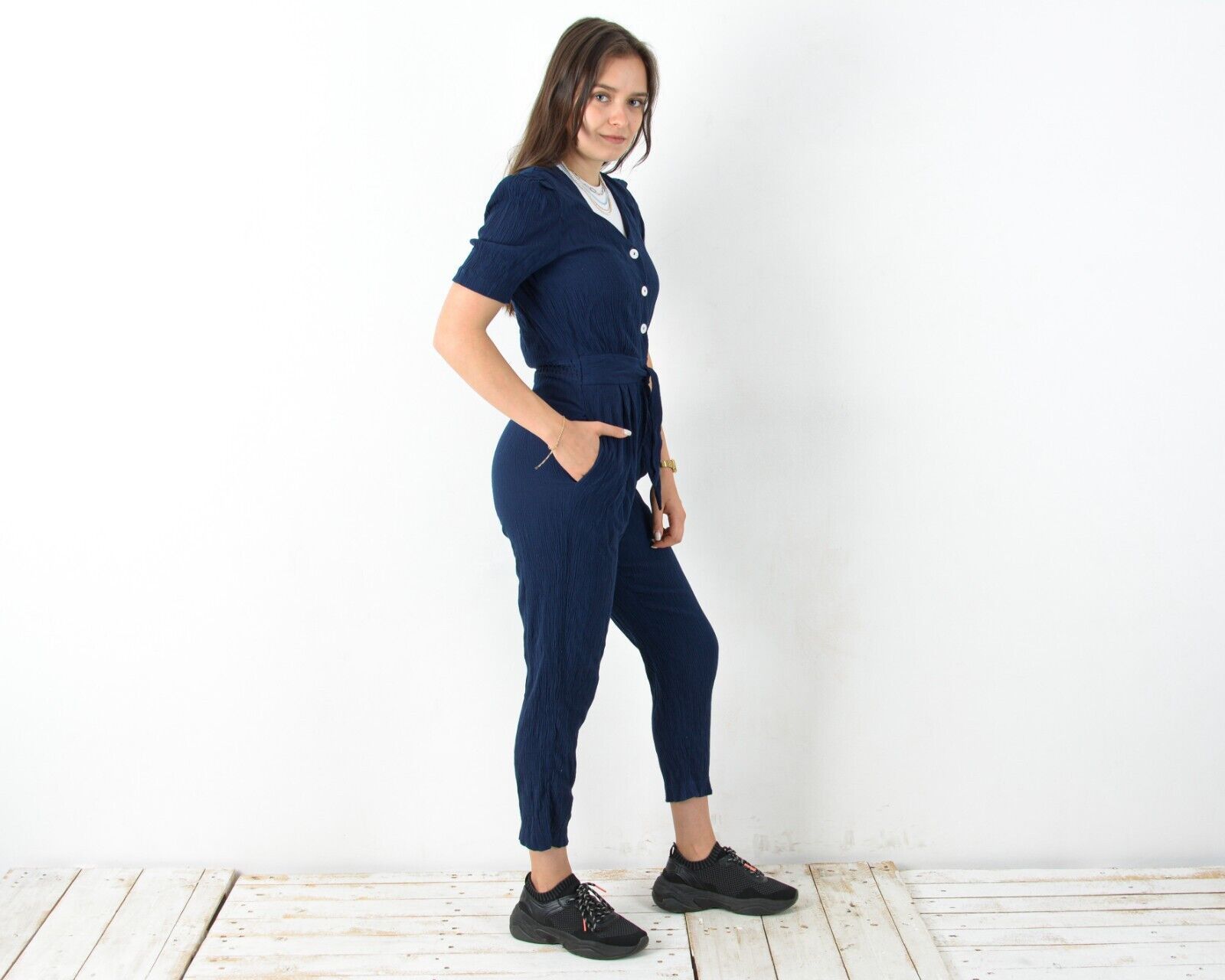 Vintage 90's Overall Jumpsuit Button Chore Summer French Petite Size S / US 4 / IT 40 - 3 Thumbnail