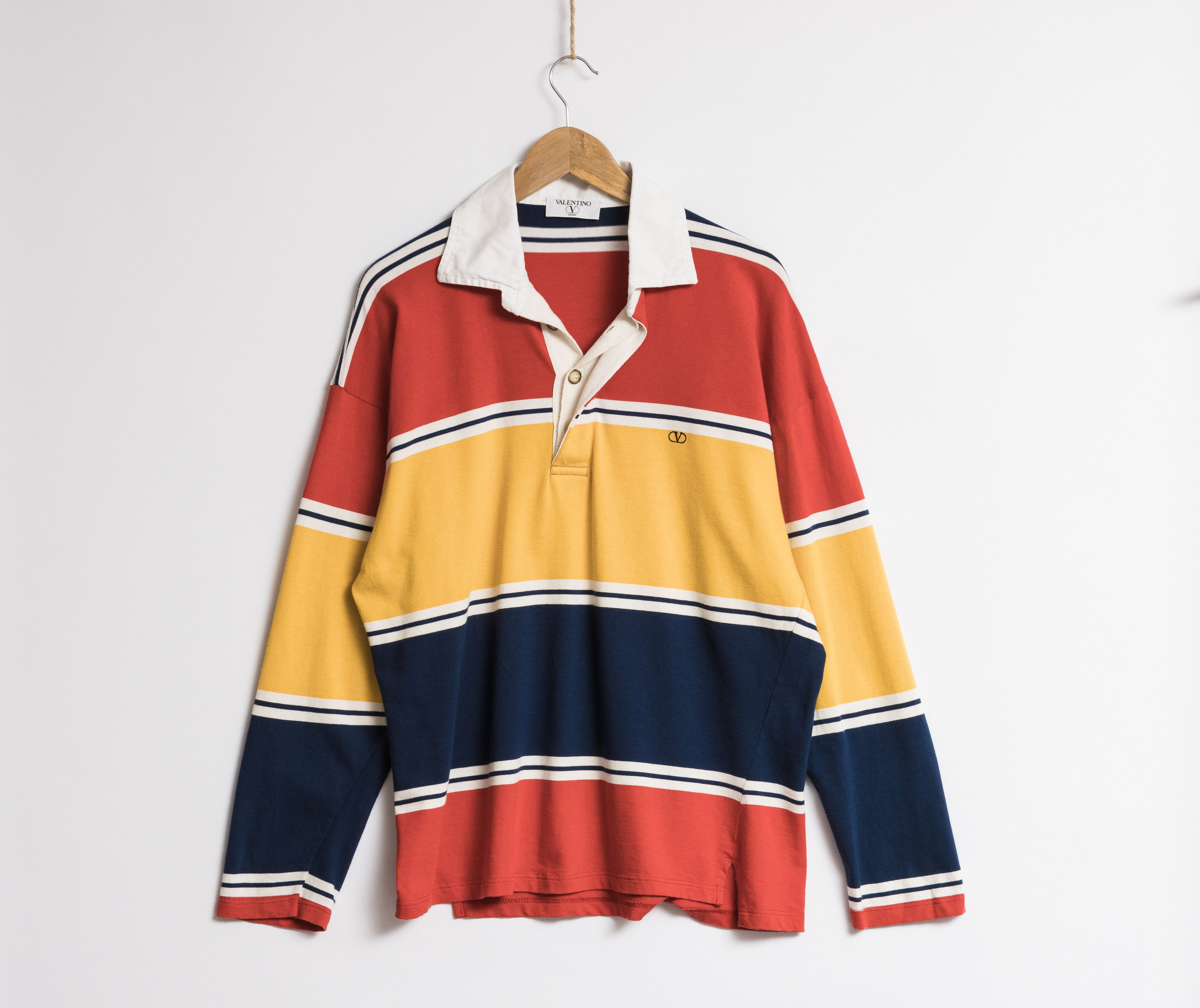 90s Vintage VALENTINO Coloured Polo Long Sleeve Tshirt 19024