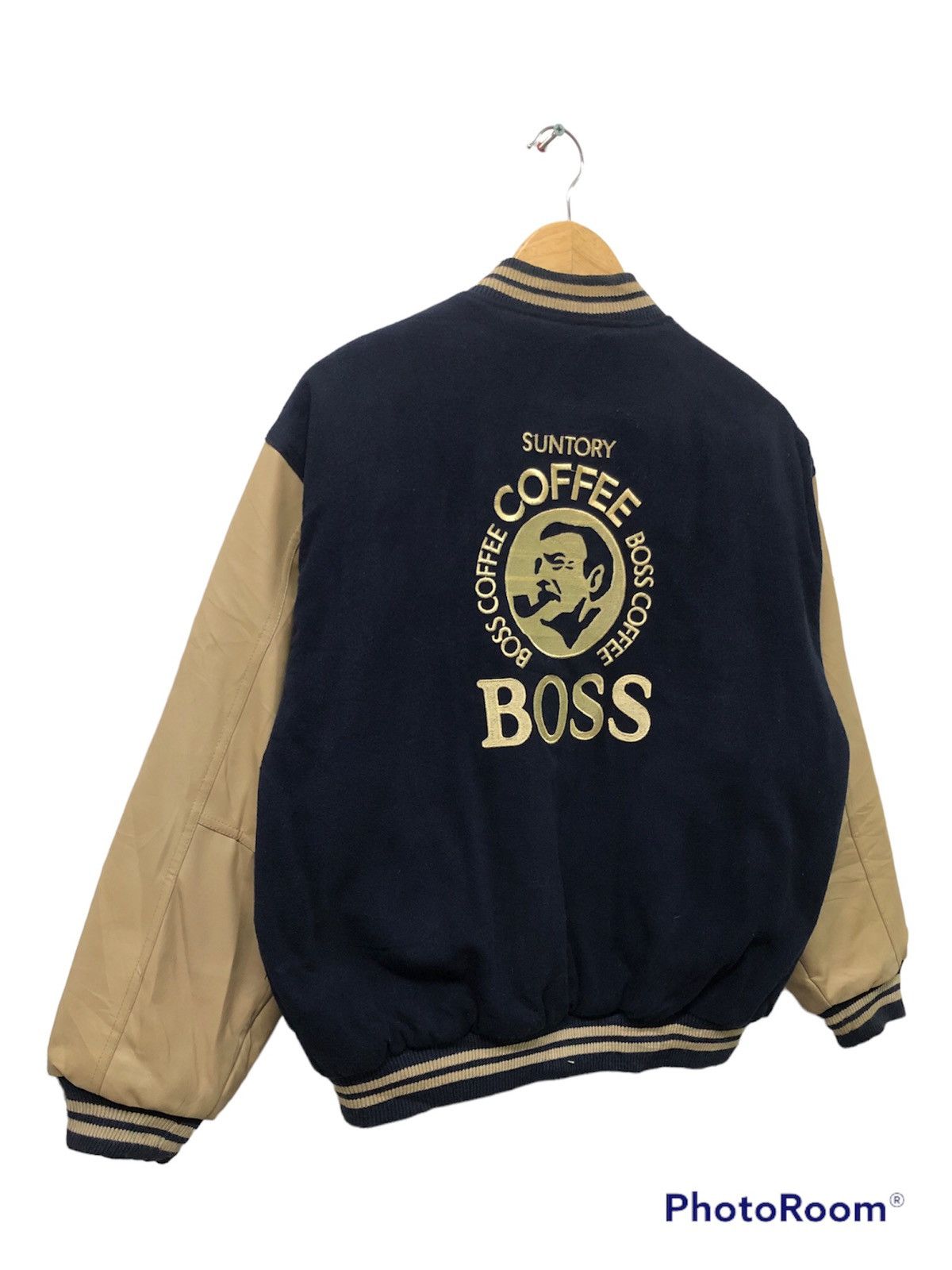 Japanese Brand × Vintage RARE!! VINTAGE SUNTORY COFFEE BOSS WOOL VARSITY JACKET Size US L / EU 52-54 / 3 - 4 Thumbnail