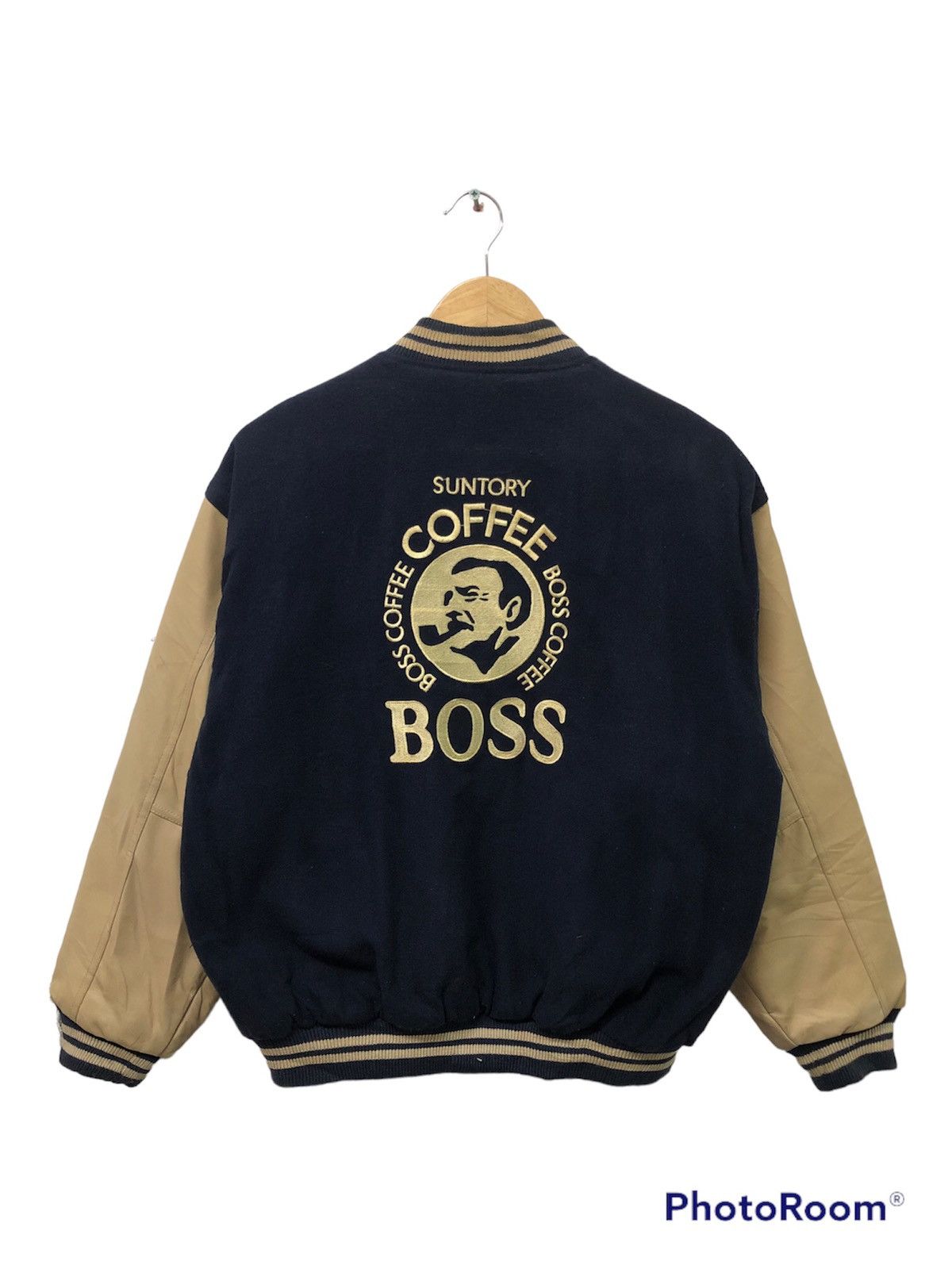 RARE!! VINTAGE SUNTORY COFFEE BOSS WOOL VARSITY JACKET