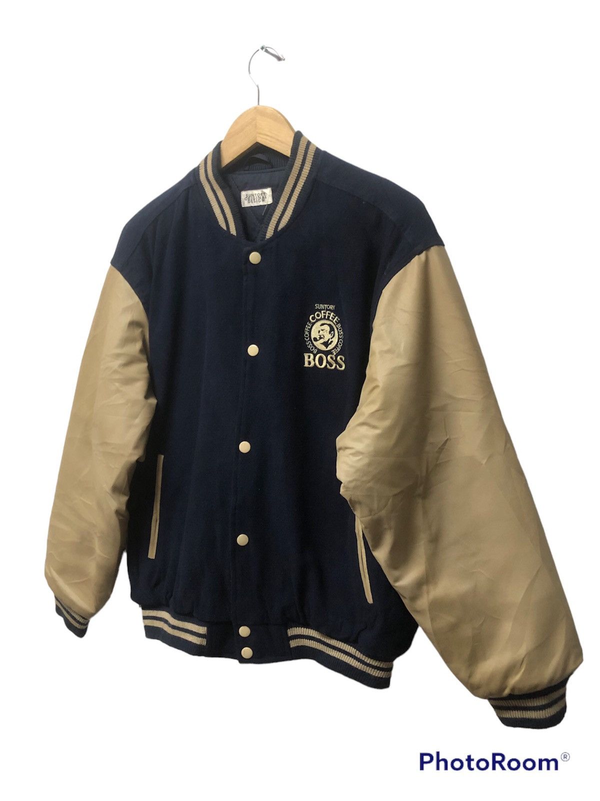 Japanese Brand × Vintage RARE!! VINTAGE SUNTORY COFFEE BOSS WOOL VARSITY JACKET Size US L / EU 52-54 / 3 - 7 Thumbnail