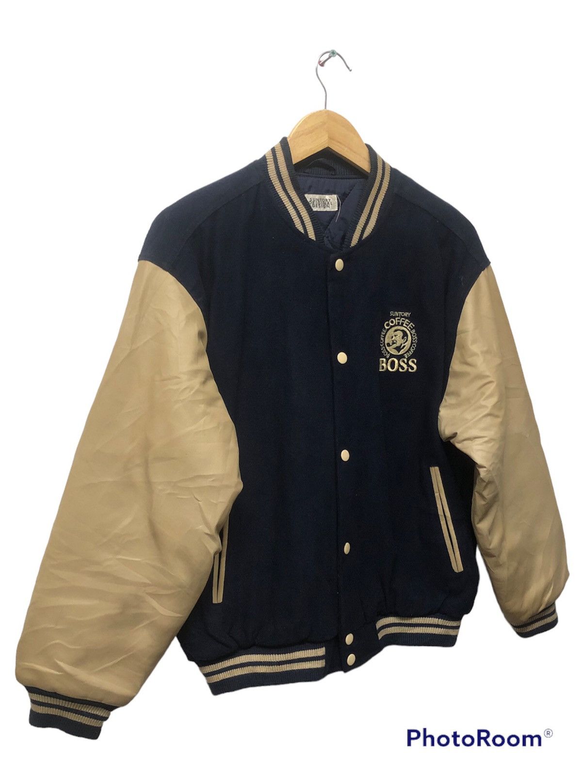Japanese Brand × Vintage RARE!! VINTAGE SUNTORY COFFEE BOSS WOOL VARSITY JACKET Size US L / EU 52-54 / 3 - 6 Thumbnail