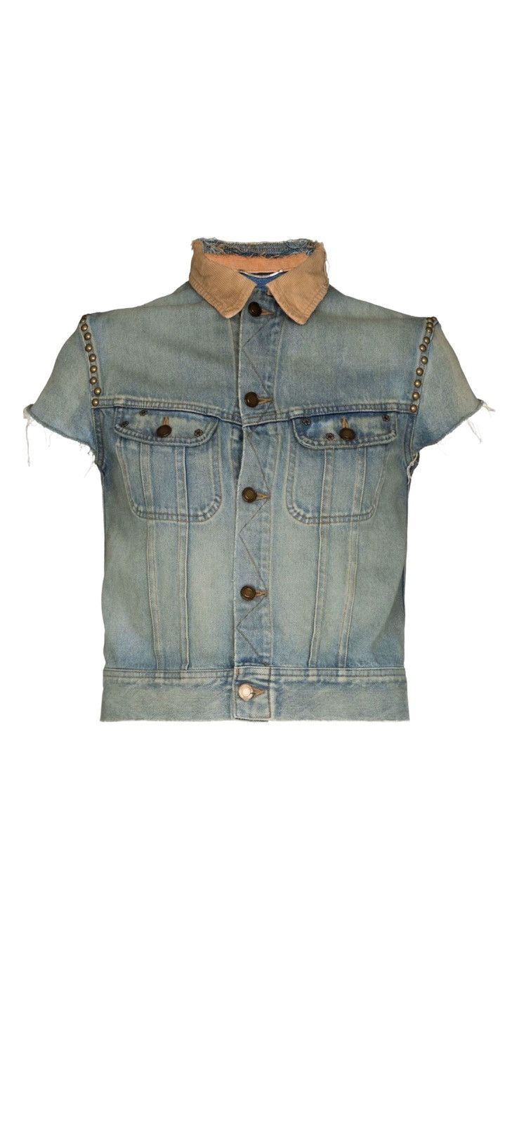 Saint Laurent Studded Short Sleeve Denim jacket