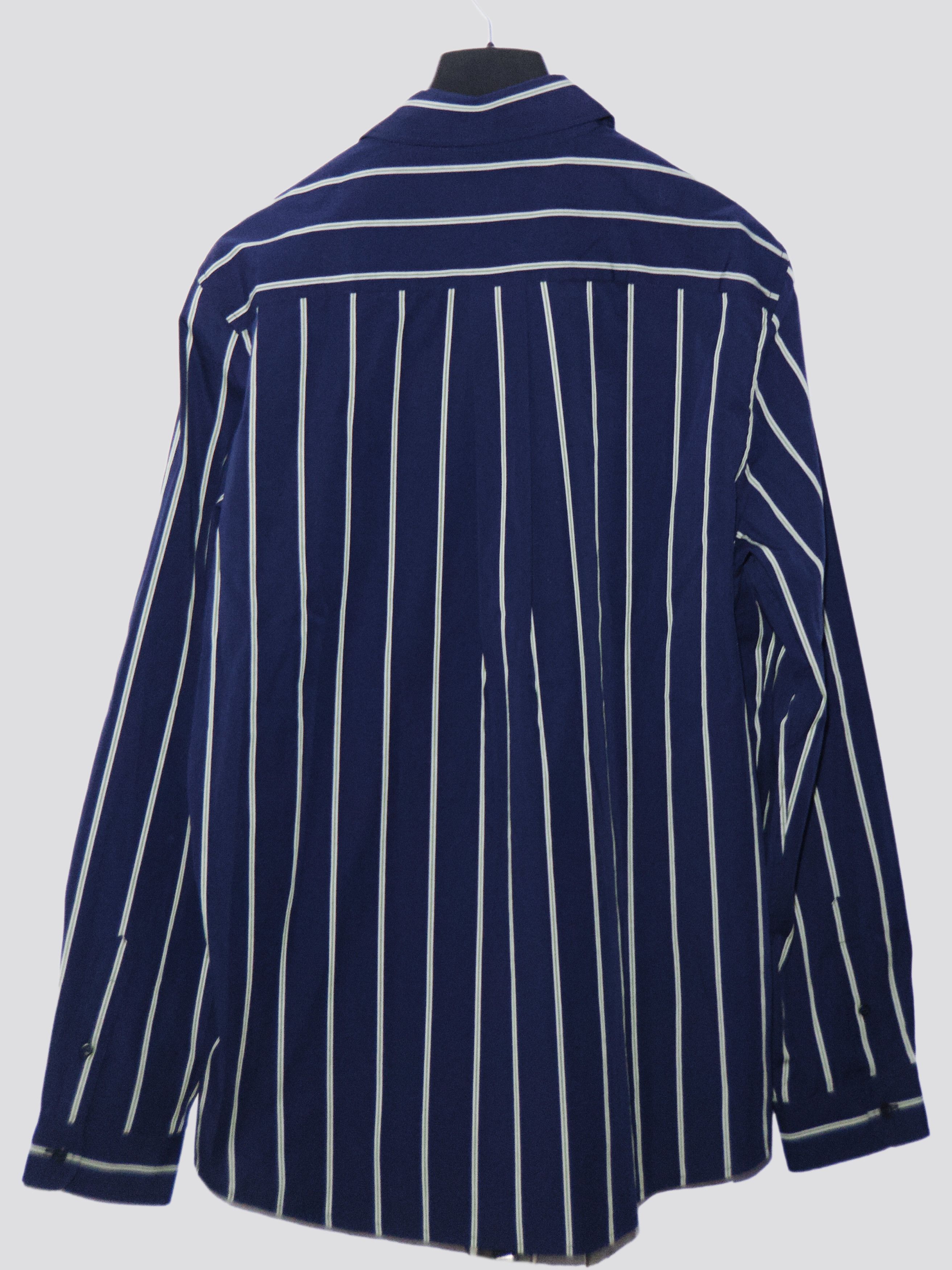 A.P.C. A.P.C. Navy Striped Poplin Shirt L Size US L / EU 52-54 / 3 - 3 Thumbnail