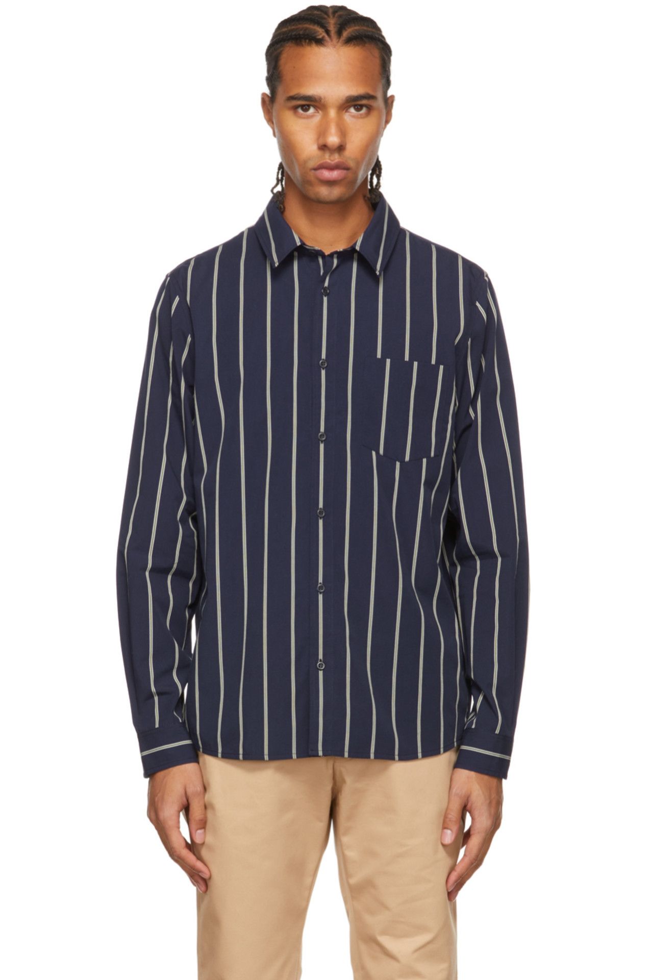 A.P.C. A.P.C. Navy Striped Poplin Shirt L Size US L / EU 52-54 / 3 - 1 Thumbnail
