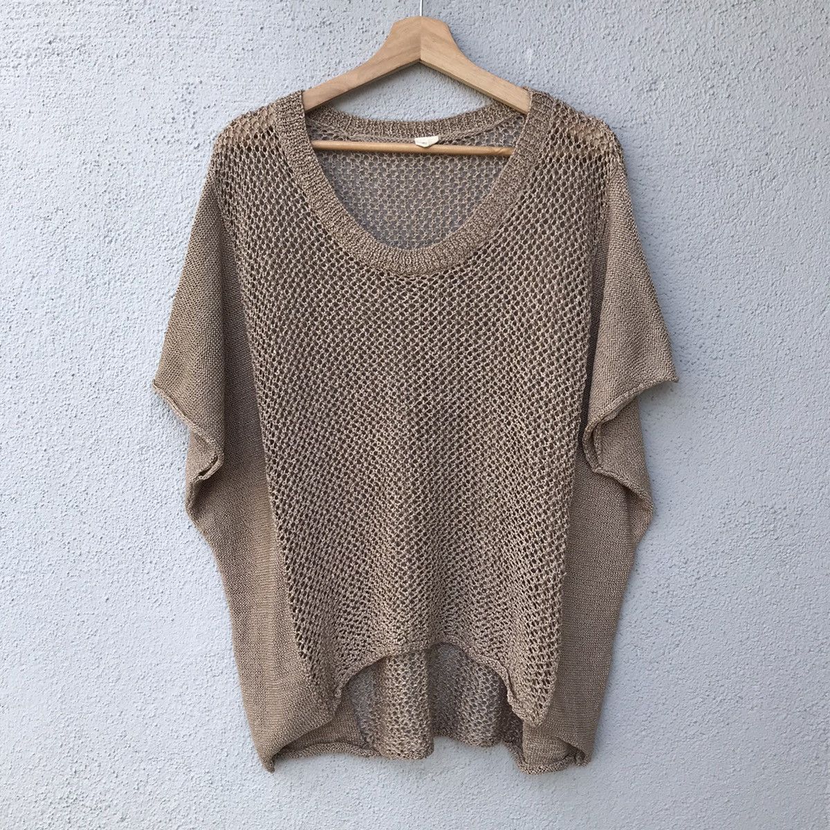 image of Hot Mess x Seditionaries Vintage Amourire Knit Mesh Crop Baggy Knitwear in Oat, Men's (Size Large)
