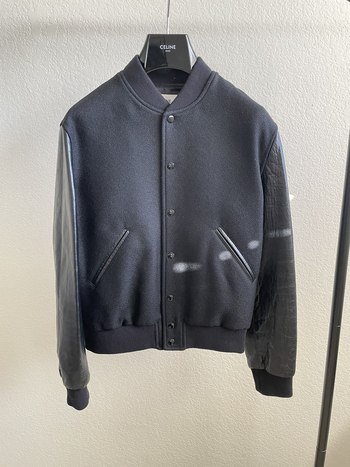 image of Celine Teddy Varsity Jacket Christian Marclay Kabloosh in Black, Men's (Size Medium)