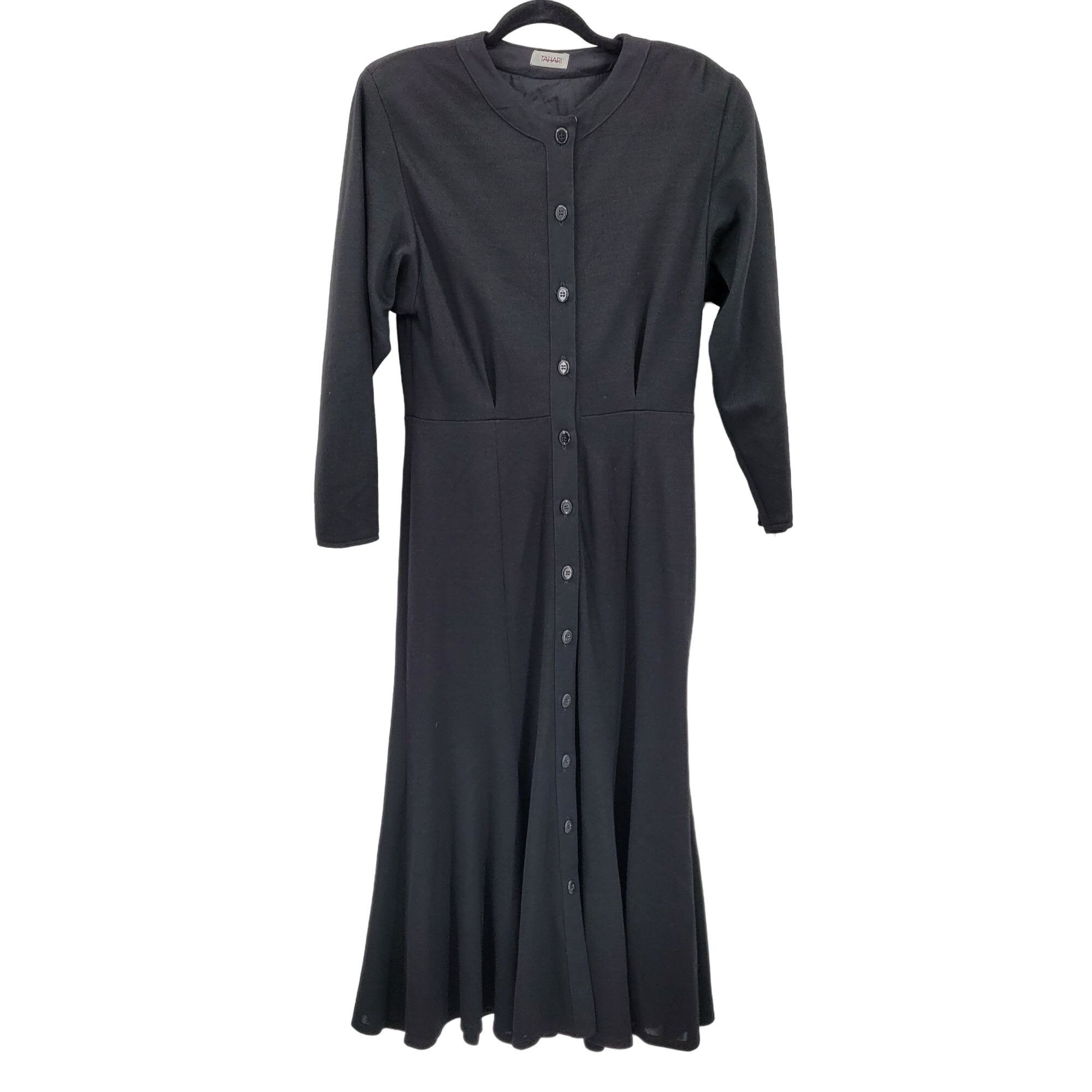 Elie Tahari 80s Tahari Dress Wool Knit Modest Long Sleeve Maxi Black Size M / US 6-8 / IT 42-44 - 13 Preview