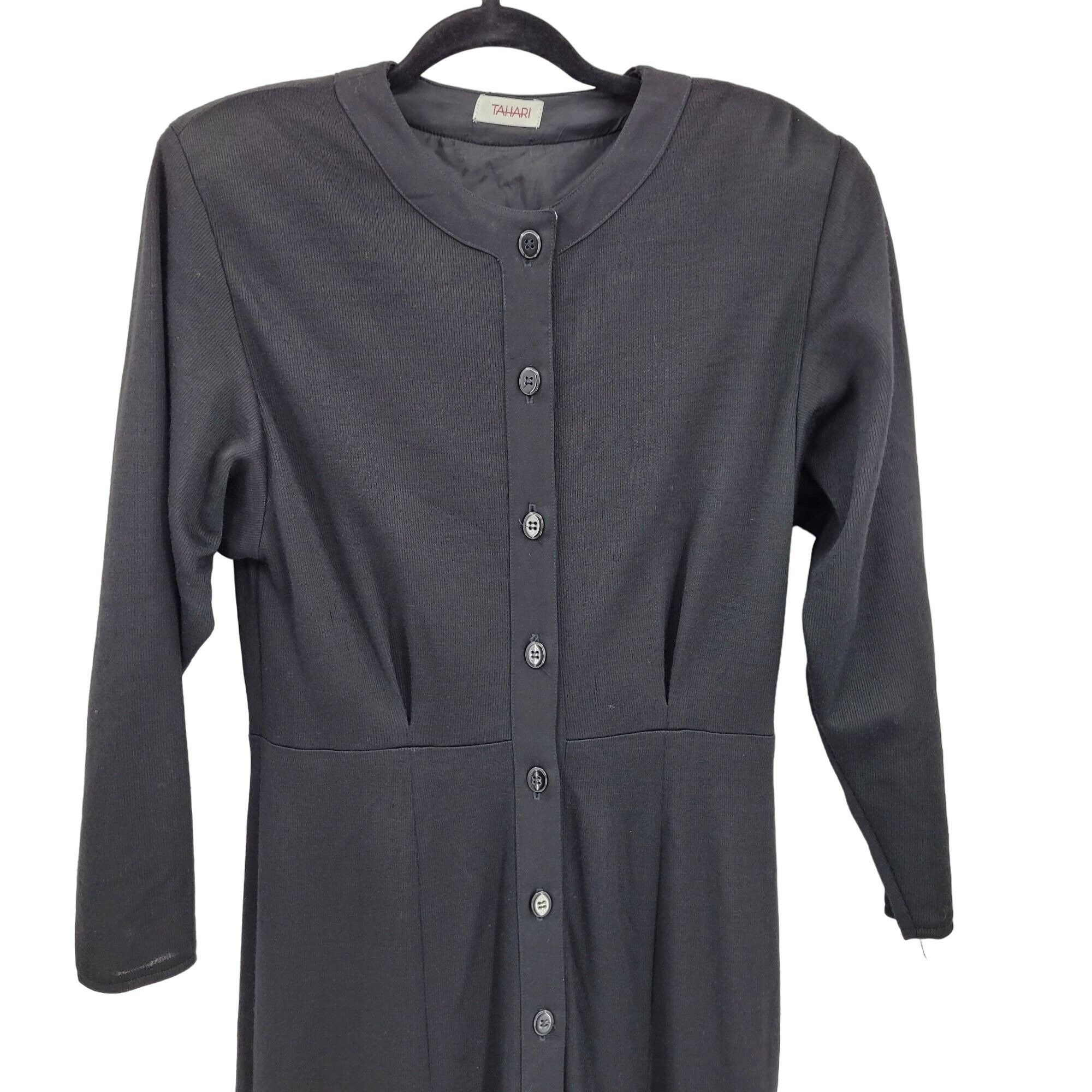 Elie Tahari 80s Tahari Dress Wool Knit Modest Long Sleeve Maxi Black Size M / US 6-8 / IT 42-44 - 6 Thumbnail