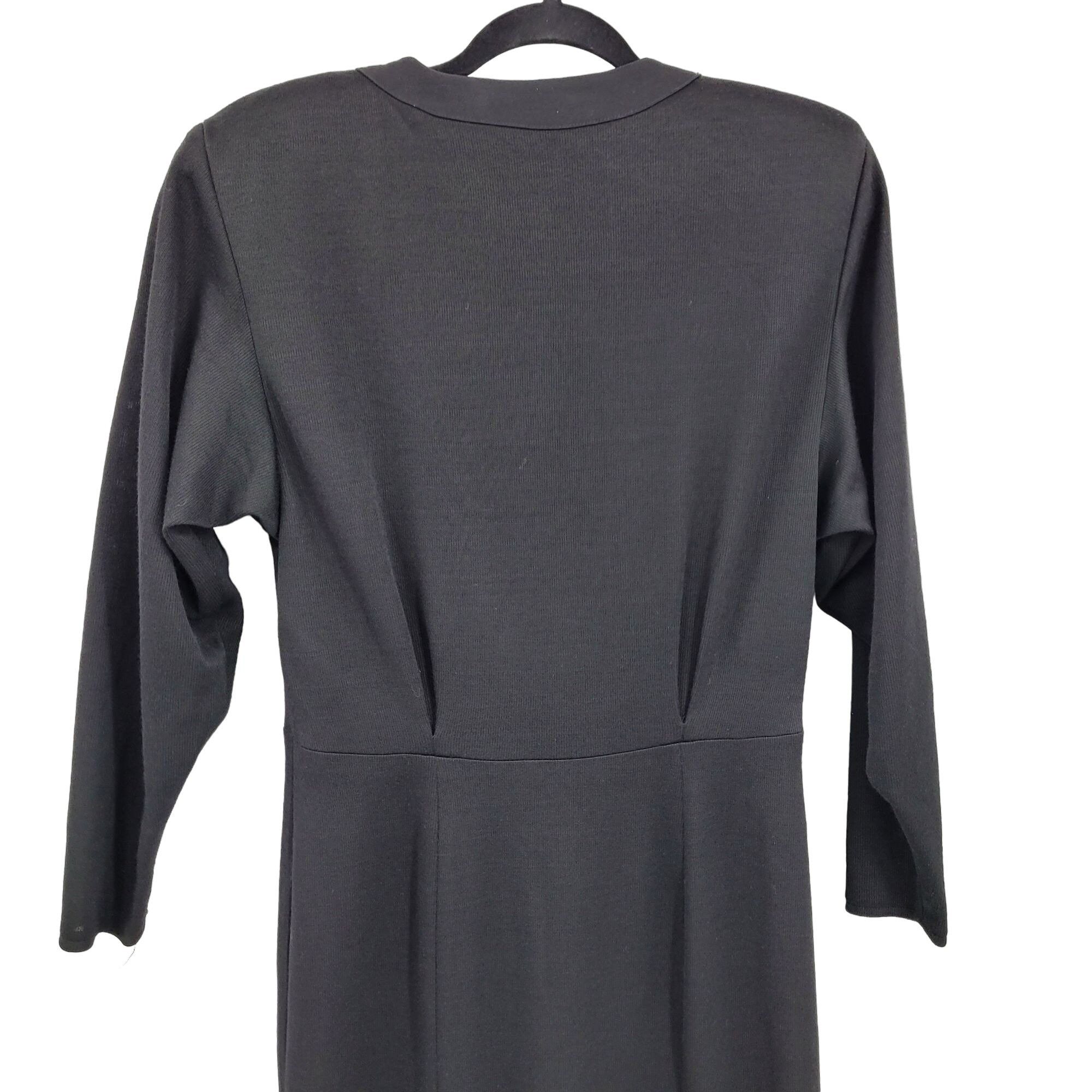 Elie Tahari 80s Tahari Dress Wool Knit Modest Long Sleeve Maxi Black Size M / US 6-8 / IT 42-44 - 8 Thumbnail