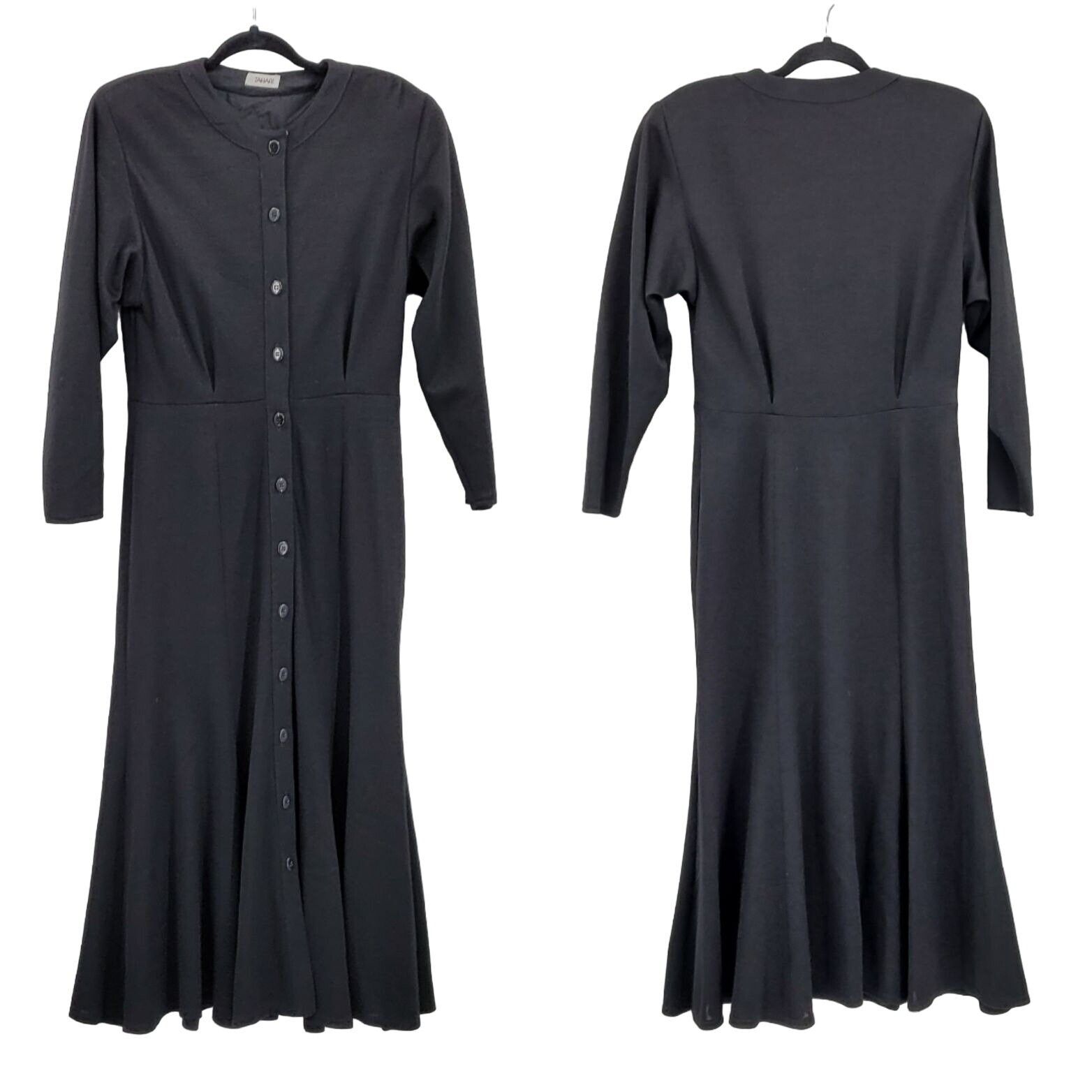 Elie Tahari 80s Tahari Dress Wool Knit Modest Long Sleeve Maxi Black Size M / US 6-8 / IT 42-44 - 1 Preview