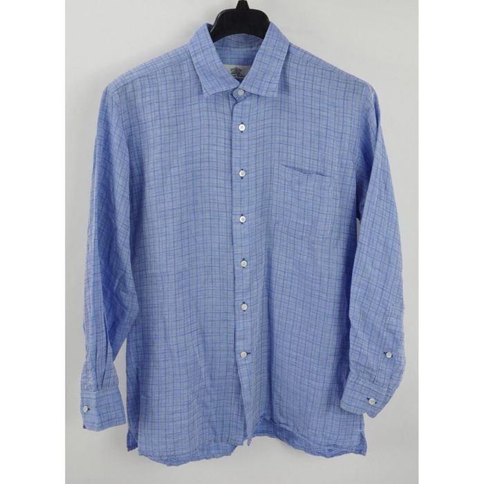 Oxxford Clothes Oxxford Clothes Bespoke Men's XL Slim Blue Linen ...