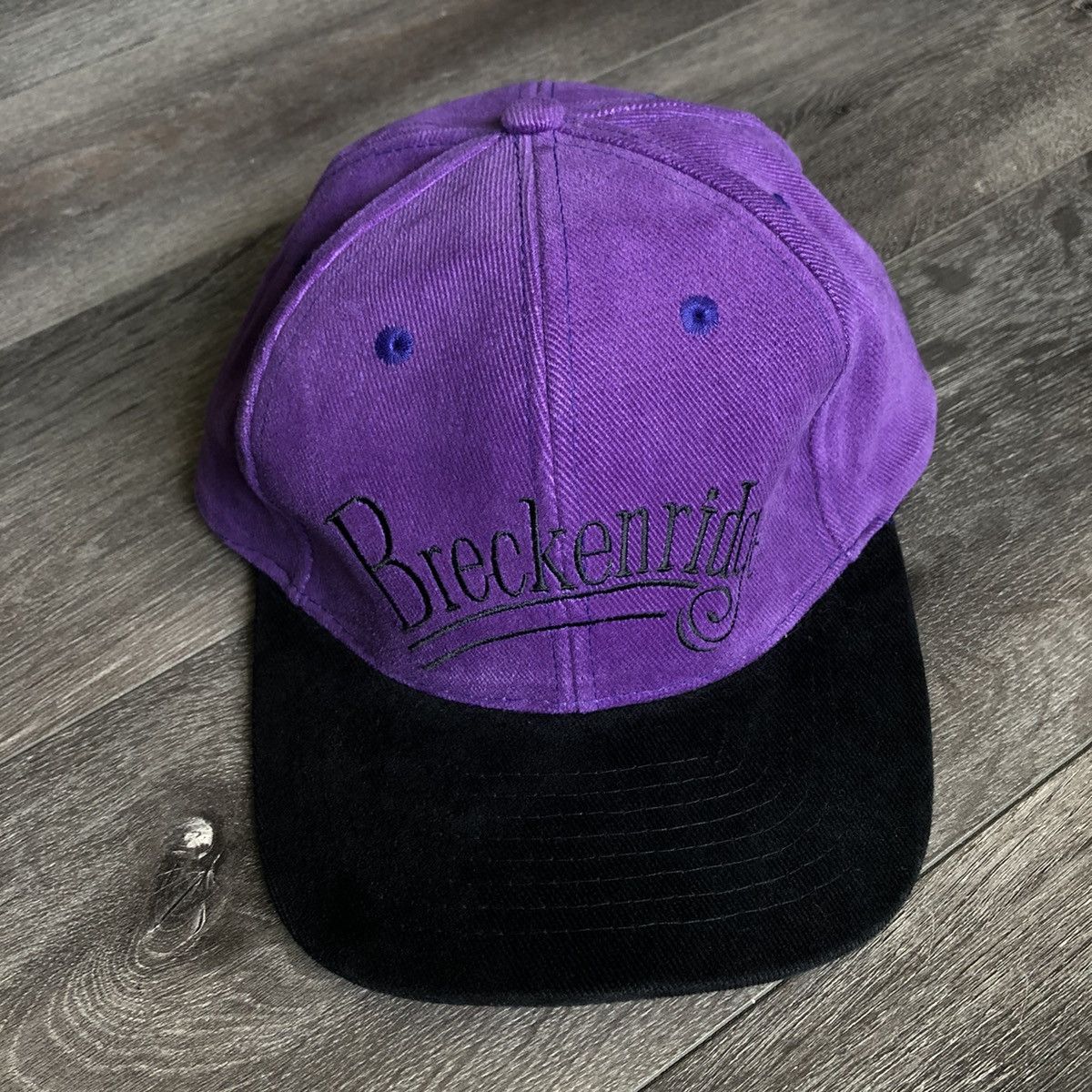 Vintage Vintage 1990s Breckenridge Ski Resort Purple Black Logo Hat Size ONE SIZE - 1 Thumbnail