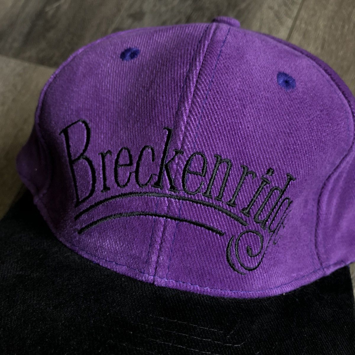 Vintage Vintage 1990s Breckenridge Ski Resort Purple Black Logo Hat Size ONE SIZE - 2 Thumbnail
