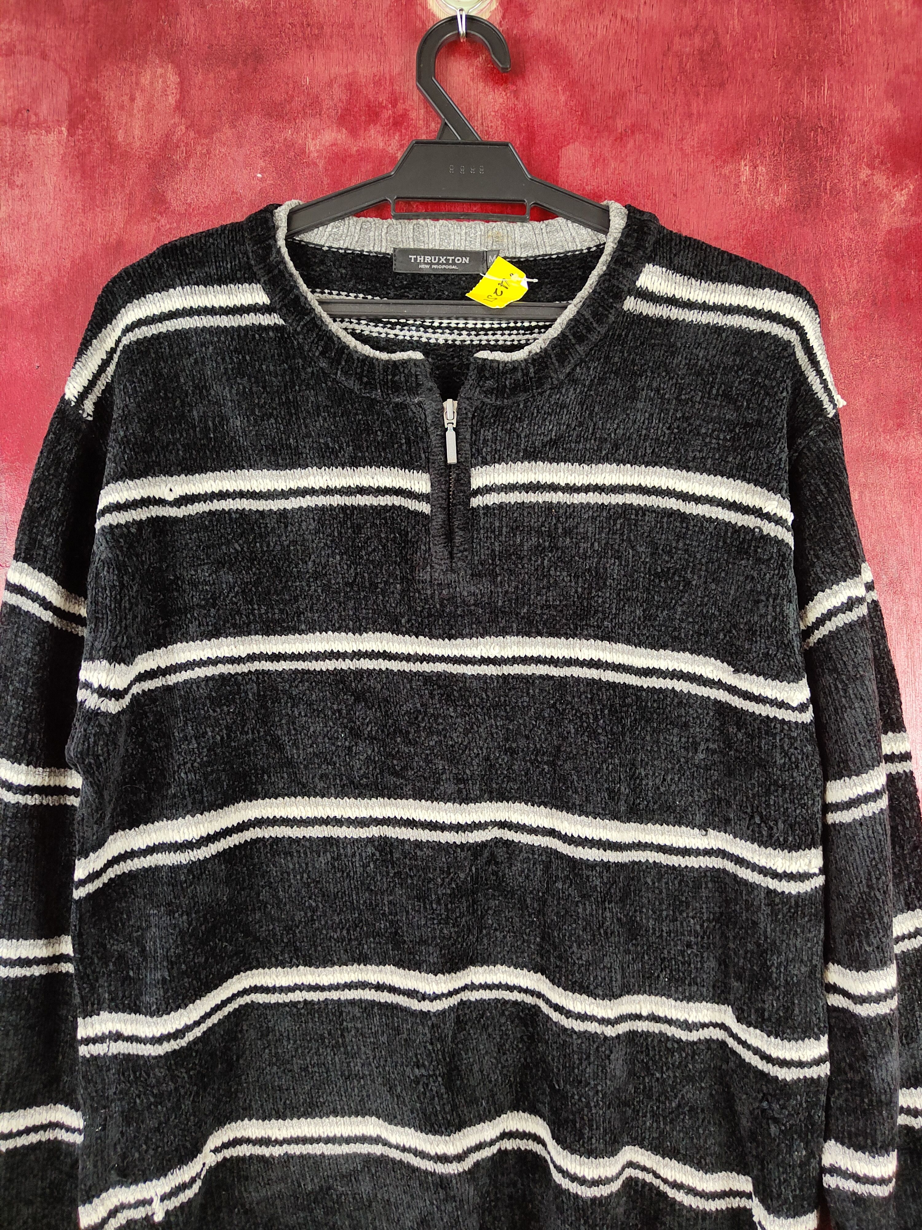 Japanese Brand Thruxton Black stripe sweatshirt Knitwear #S329 Size US M / EU 48-50 / 2 - 2 Thumbnail