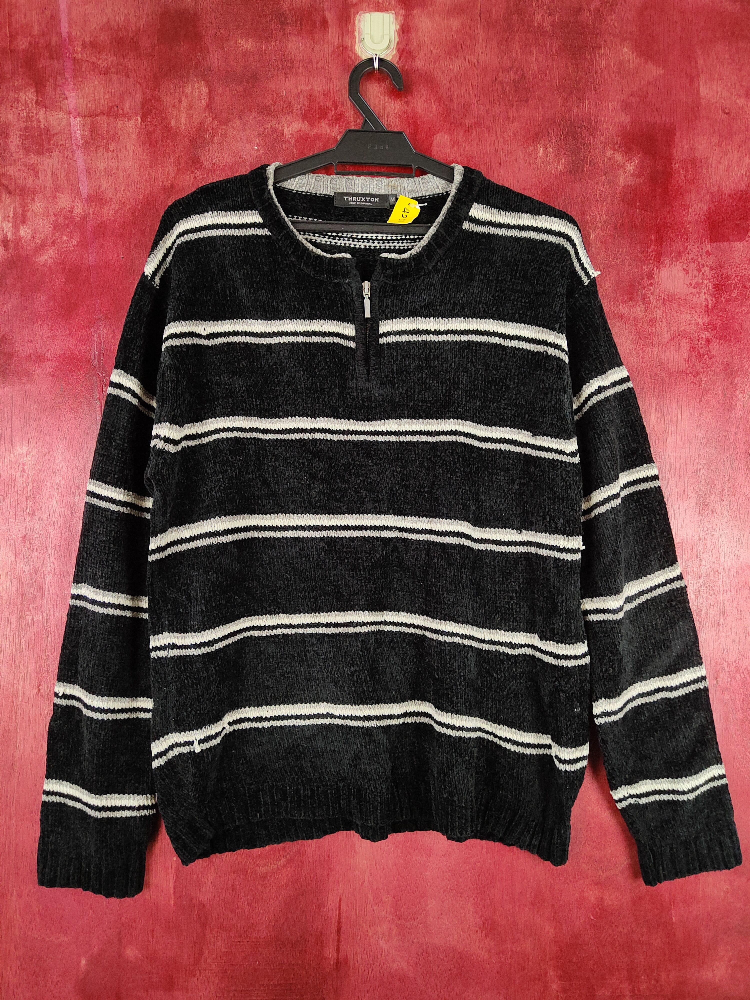 Japanese Brand Thruxton Black stripe sweatshirt Knitwear #S329 Size US M / EU 48-50 / 2 - 1 Thumbnail