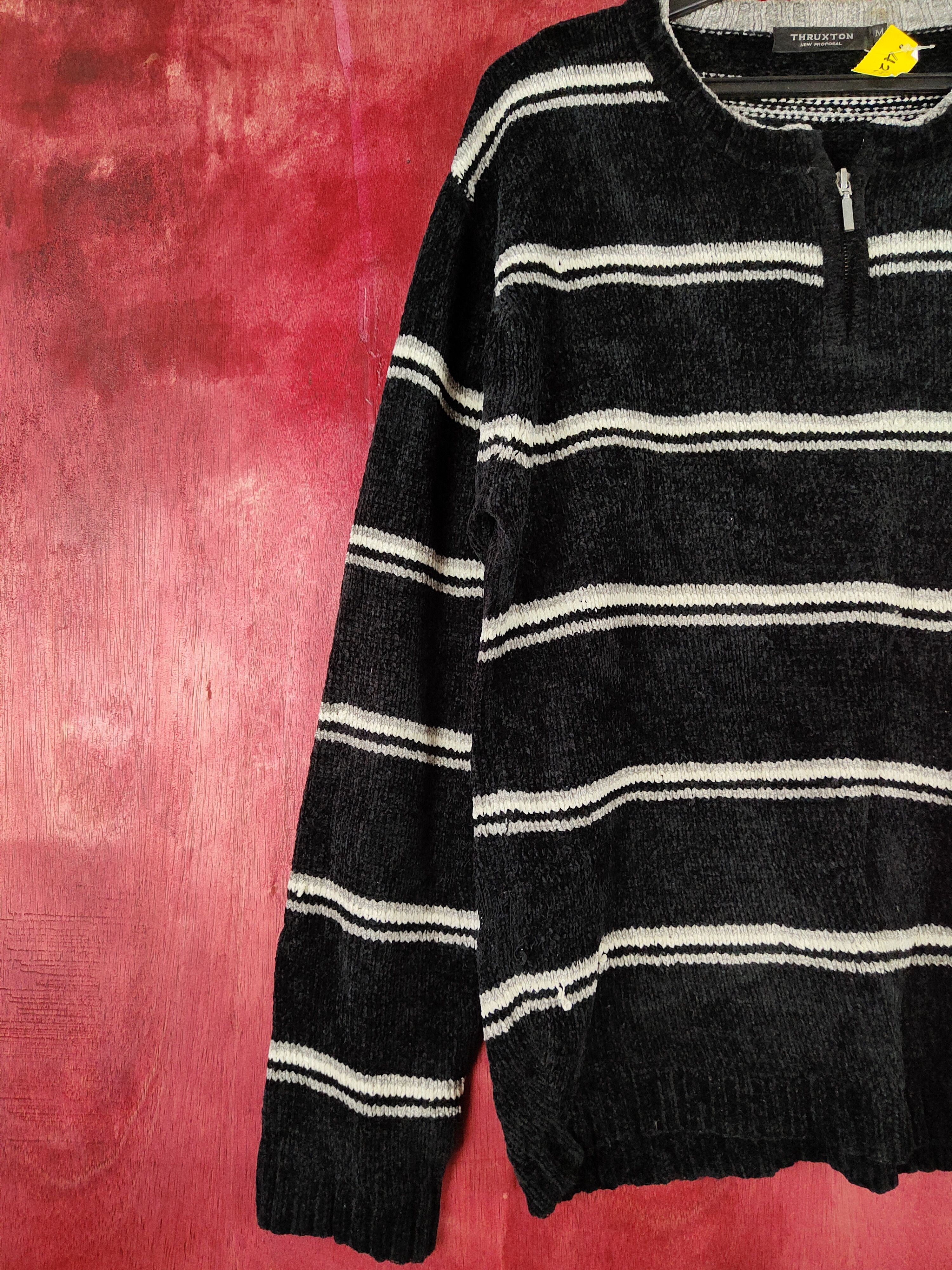 Japanese Brand Thruxton Black stripe sweatshirt Knitwear #S329 Size US M / EU 48-50 / 2 - 3 Thumbnail