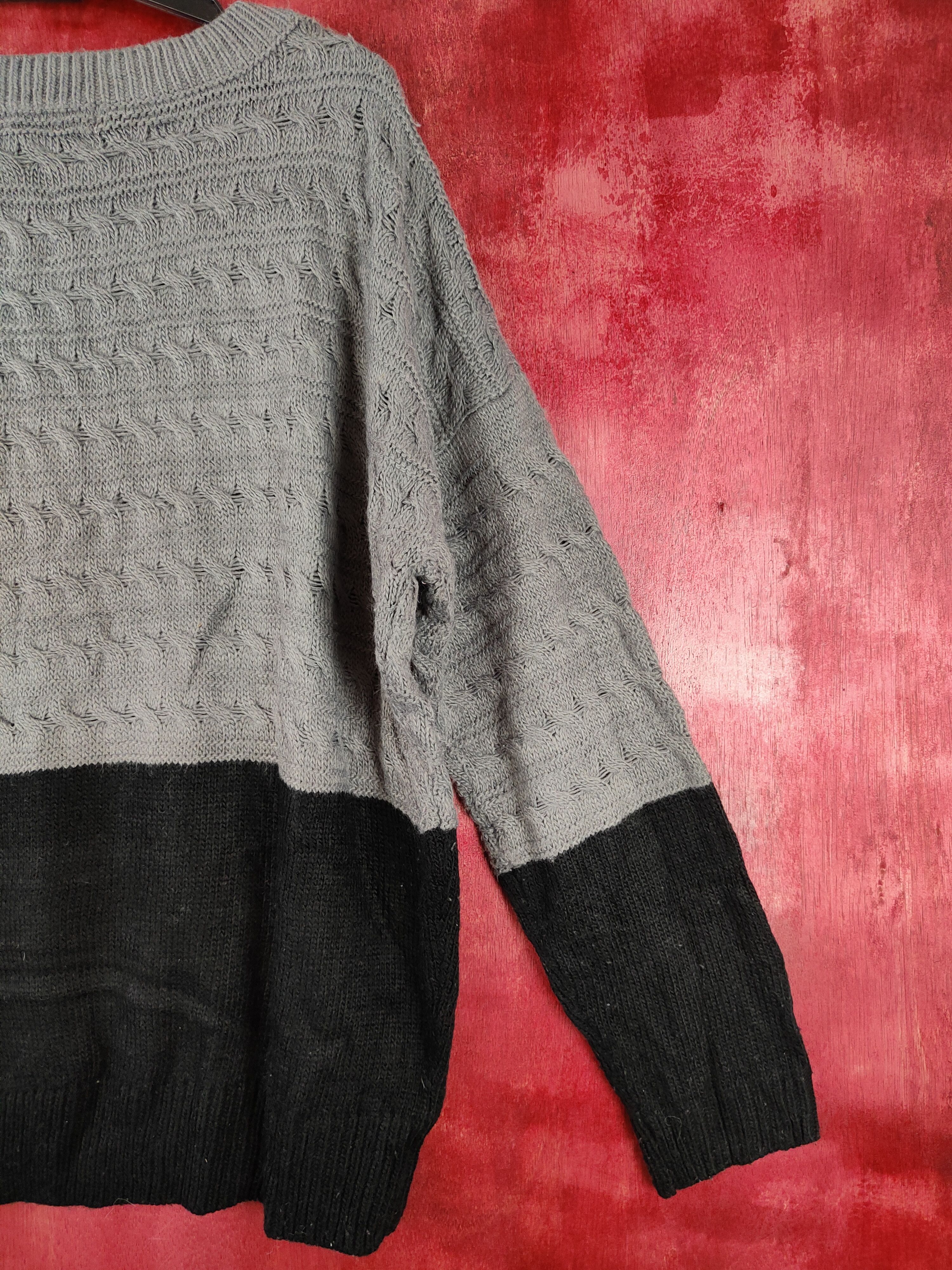 Vintage Sourire Gray/Black Knitwear sweatshirt #4257 Size L / US 10 / IT 46 - 7 Thumbnail