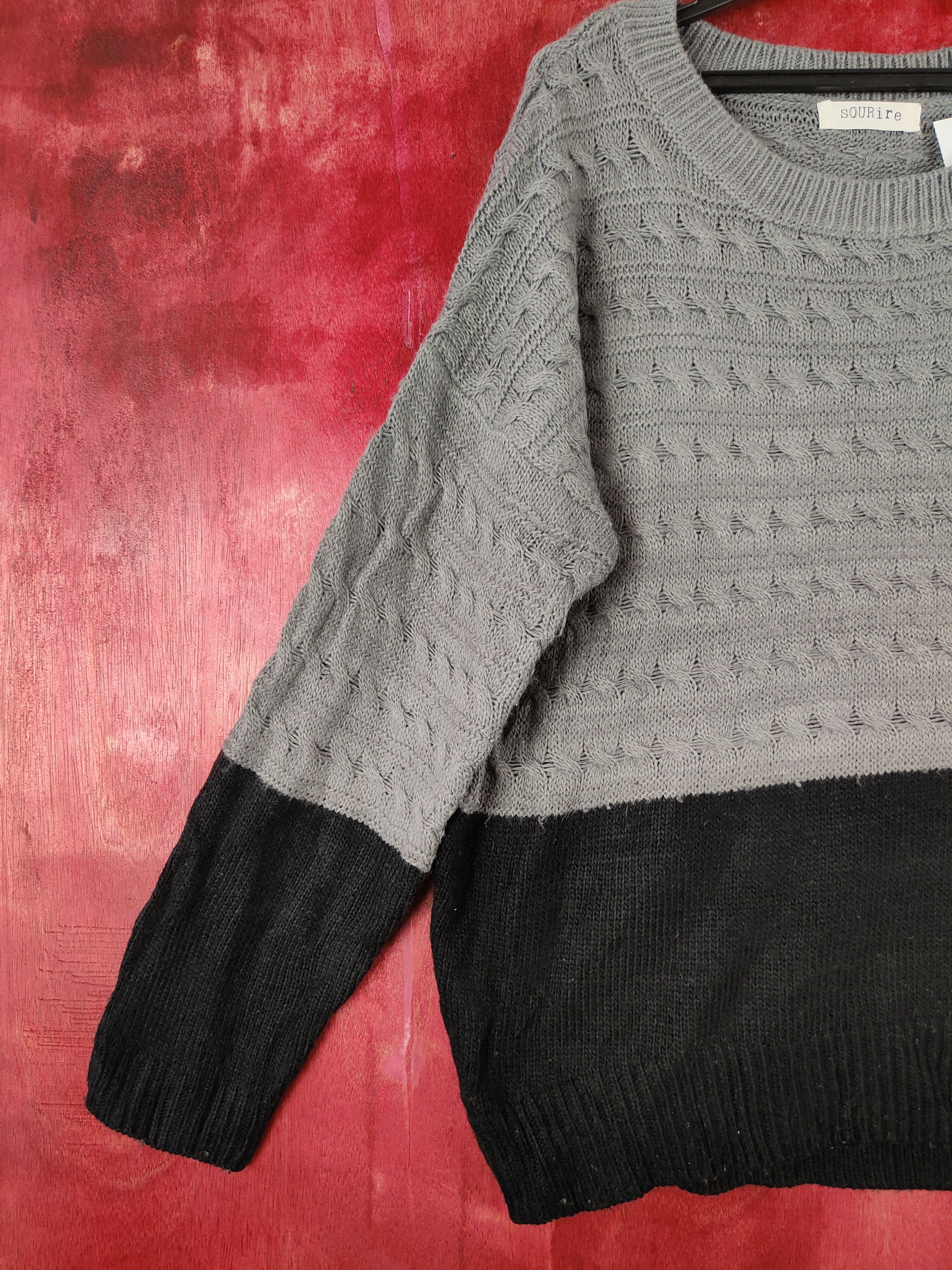 Vintage Sourire Gray/Black Knitwear sweatshirt #4257 Size L / US 10 / IT 46 - 3 Thumbnail