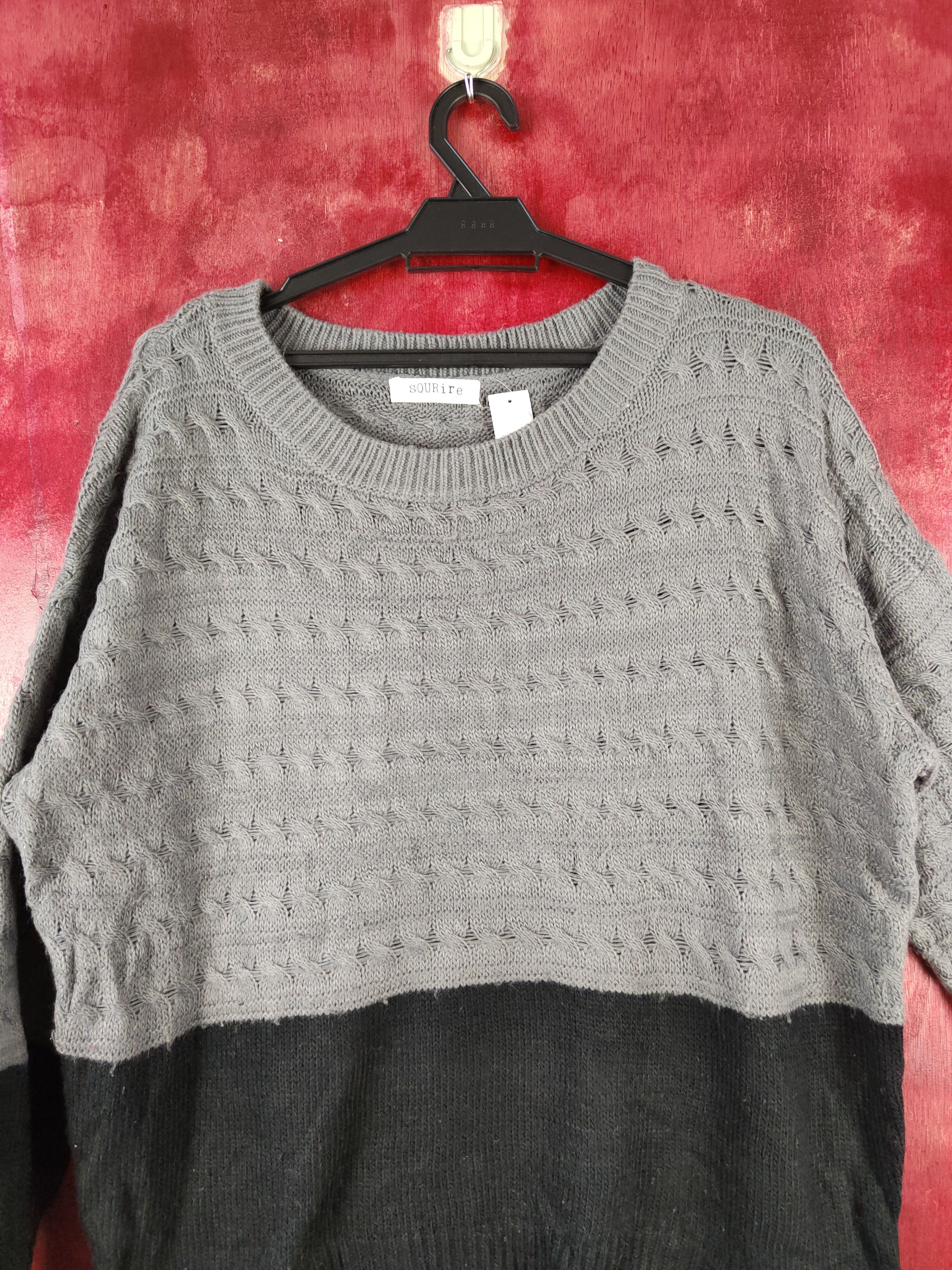 Vintage Sourire Gray/Black Knitwear sweatshirt #4257 Size L / US 10 / IT 46 - 2 Thumbnail