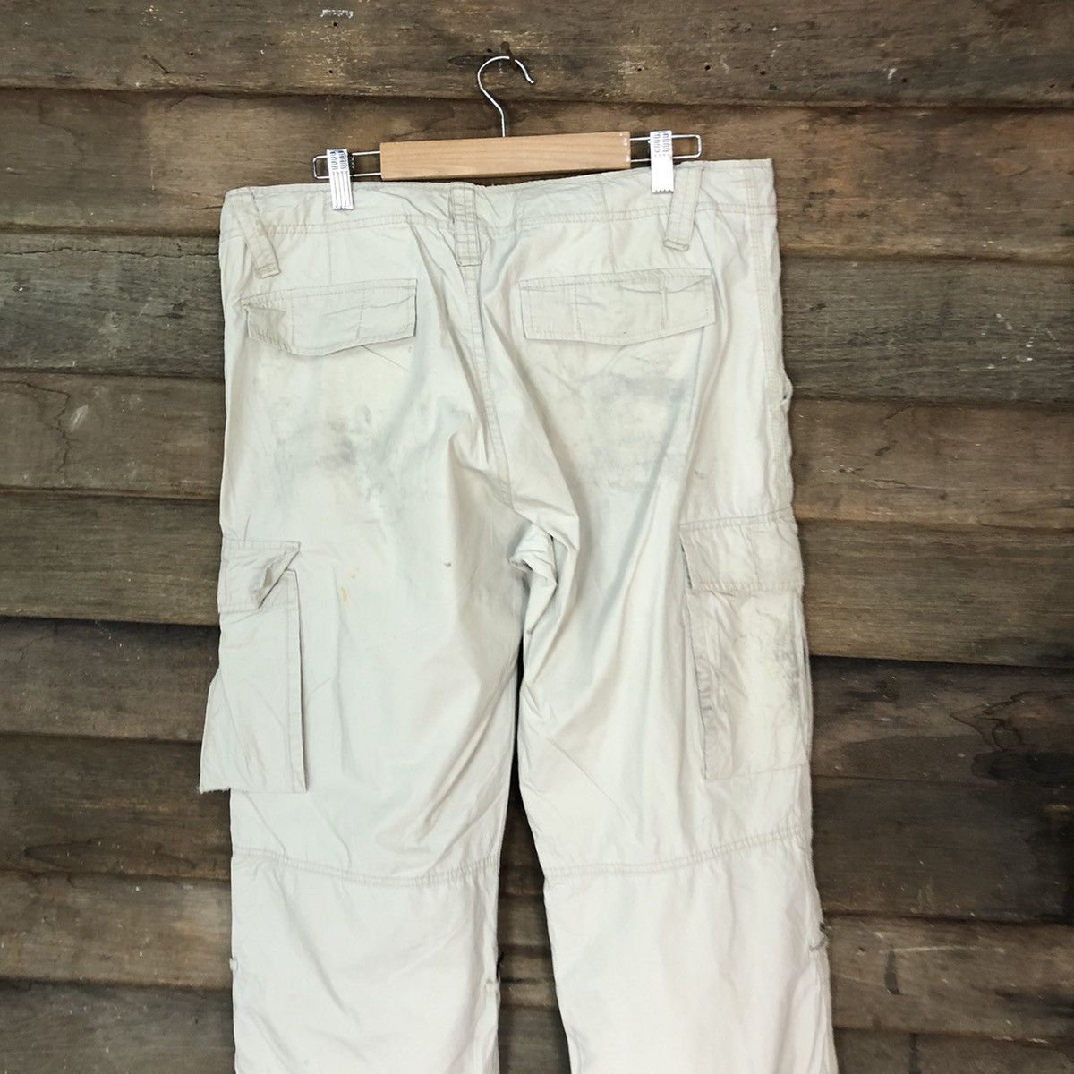 Japanese Brand Uniqlo White dirty multi pocket tactical Cargo Pants #4614 Size US 33 - 12 Thumbnail