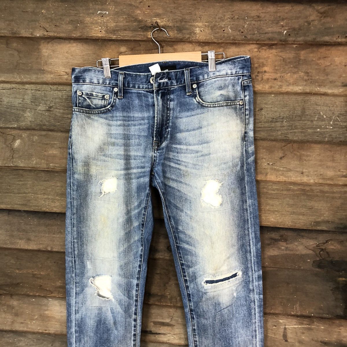 Uniqlo Uniqlo japan ripped distressed patchwork denim Pants #4607 Size US 32 / EU 48 - 2 Thumbnail