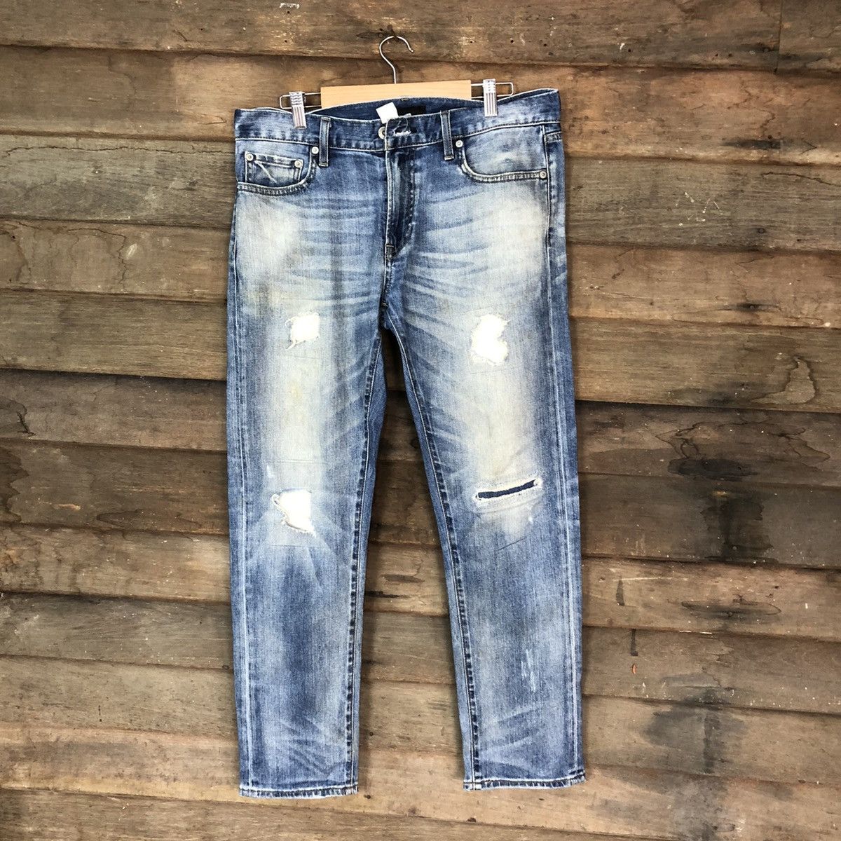 Uniqlo Uniqlo japan ripped distressed patchwork denim Pants #4607 Size US 32 / EU 48 - 1 Thumbnail