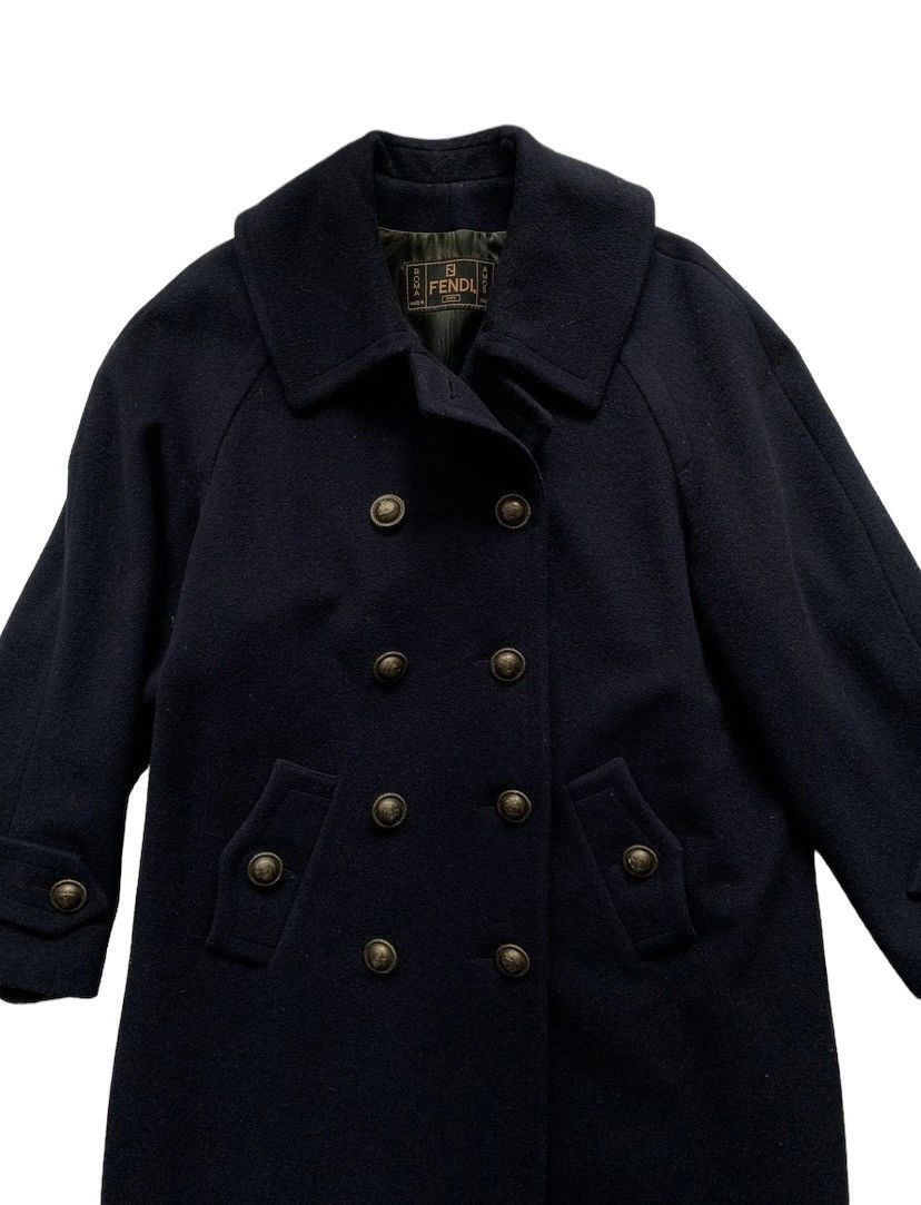 Fendi Fendi Vintage Double Breasted Long Wool Navy Heavy Coat Size M / US 6-8 / IT 42-44 - 2 Thumbnail