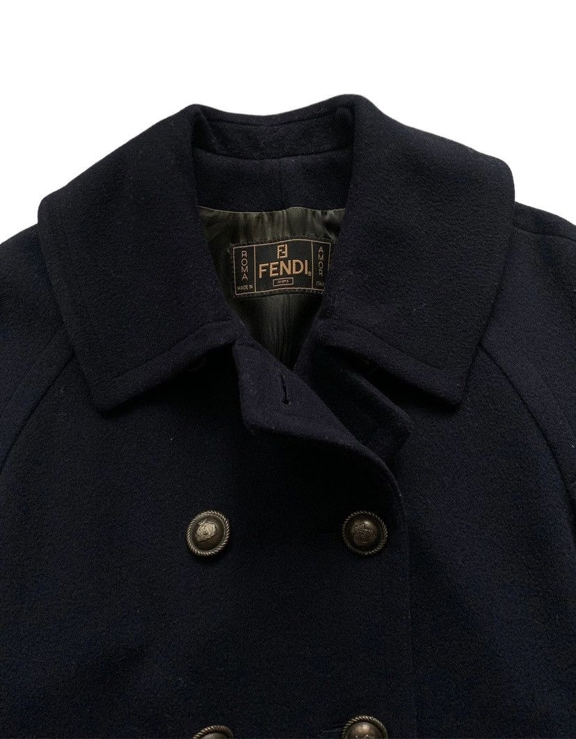 Fendi Fendi Vintage Double Breasted Long Wool Navy Heavy Coat Size M / US 6-8 / IT 42-44 - 3 Thumbnail
