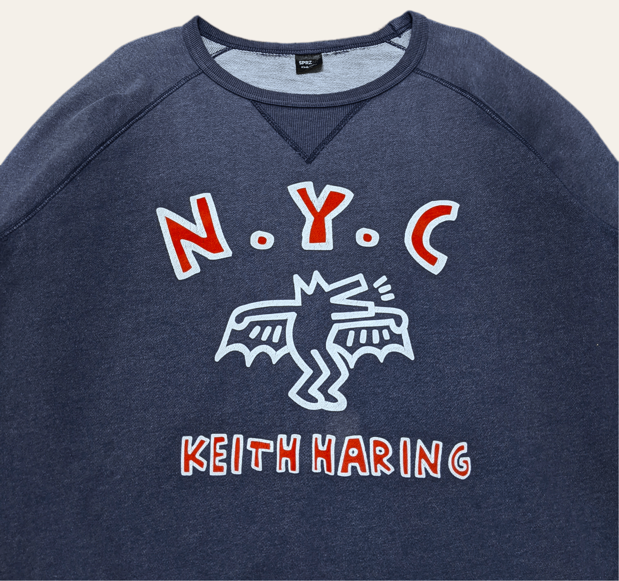 Keith Haring × Vintage Vintage Keith Haring NYC Flying Man Distressed Sweatshirt Size US L / EU 52-54 / 3 - 3 Thumbnail