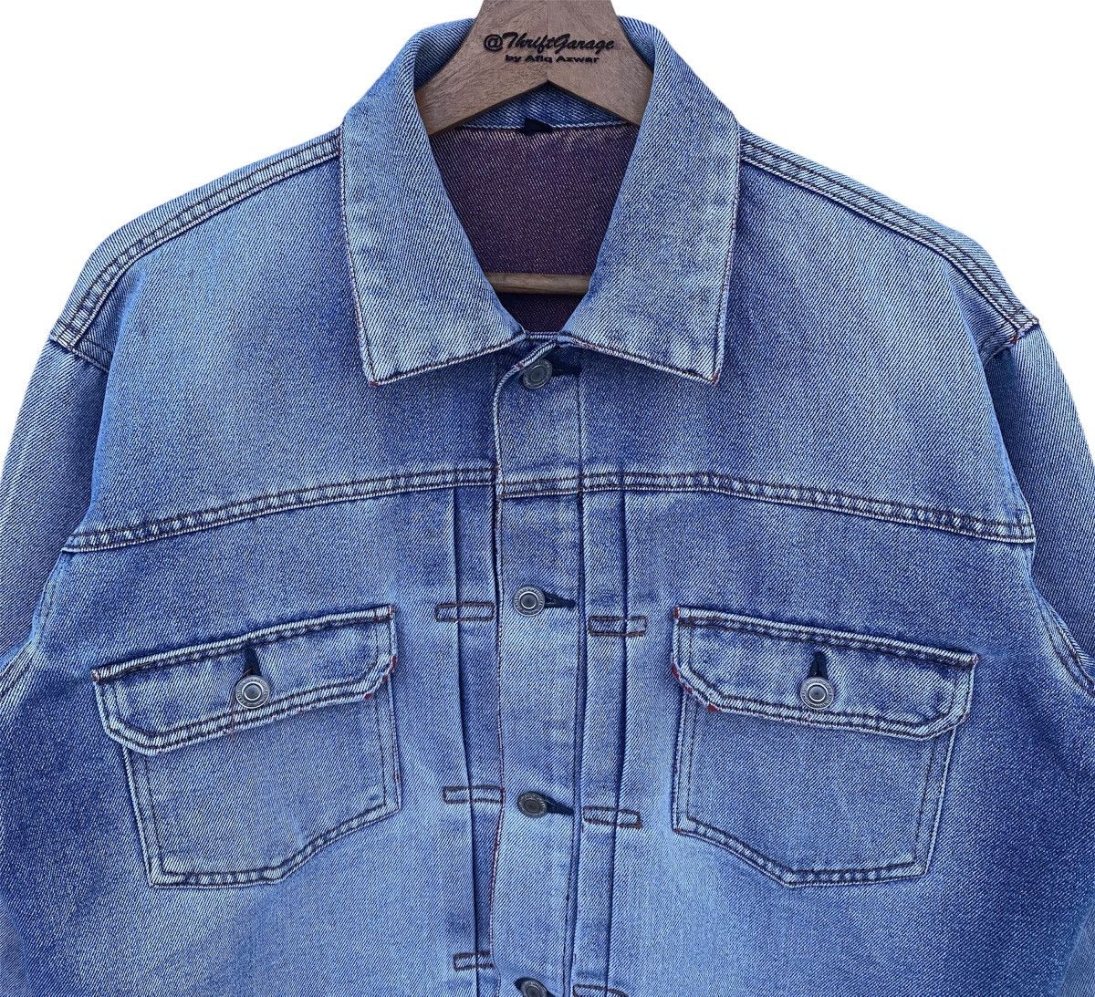 Japanese Brand Vtg Distressed Japanese Brand Acid Wash Denim Jacket Size US XXL / EU 58 / 5 - 2 Thumbnail