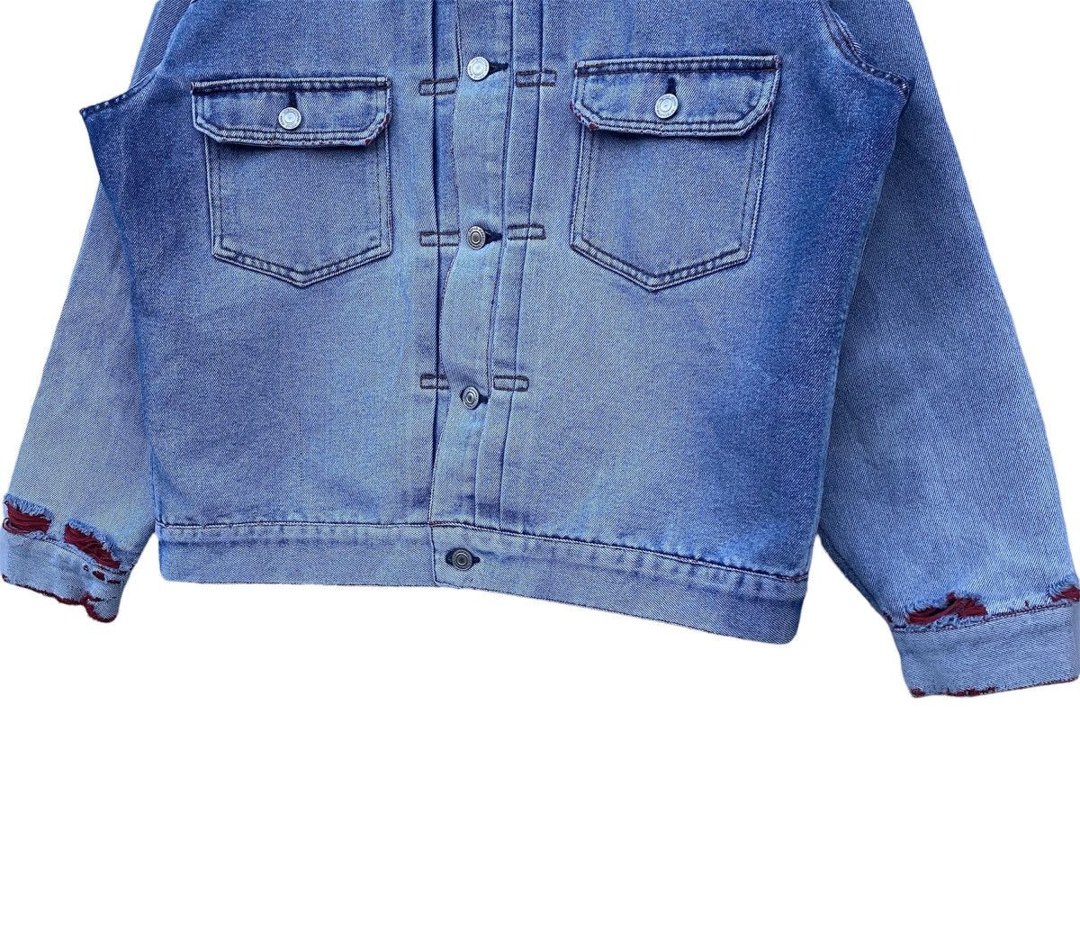 Japanese Brand Vtg Distressed Japanese Brand Acid Wash Denim Jacket Size US XXL / EU 58 / 5 - 5 Thumbnail