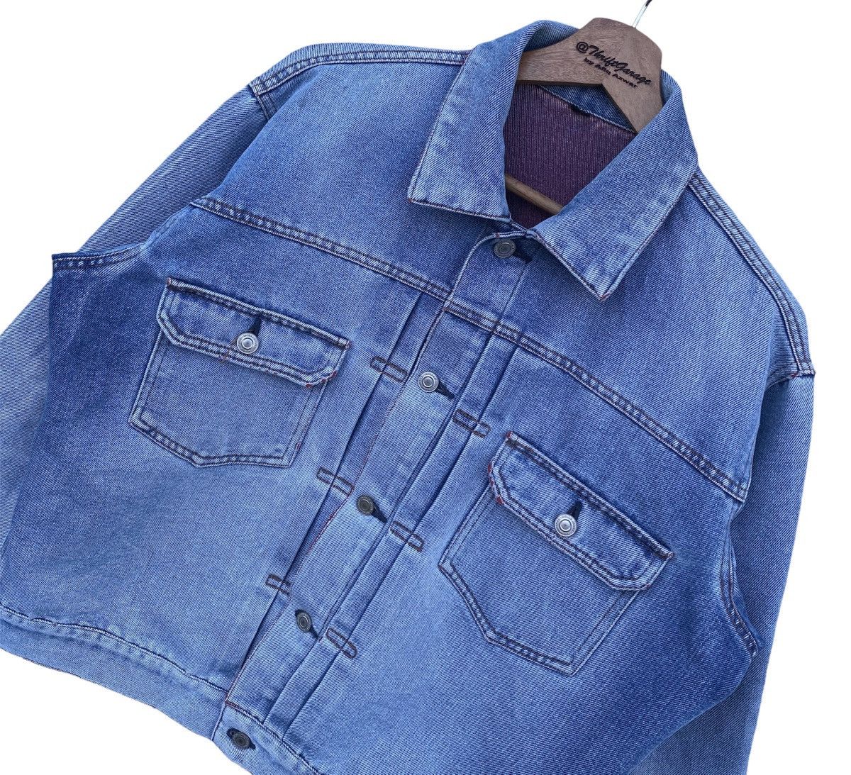 Japanese Brand Vtg Distressed Japanese Brand Acid Wash Denim Jacket Size US XXL / EU 58 / 5 - 4 Thumbnail