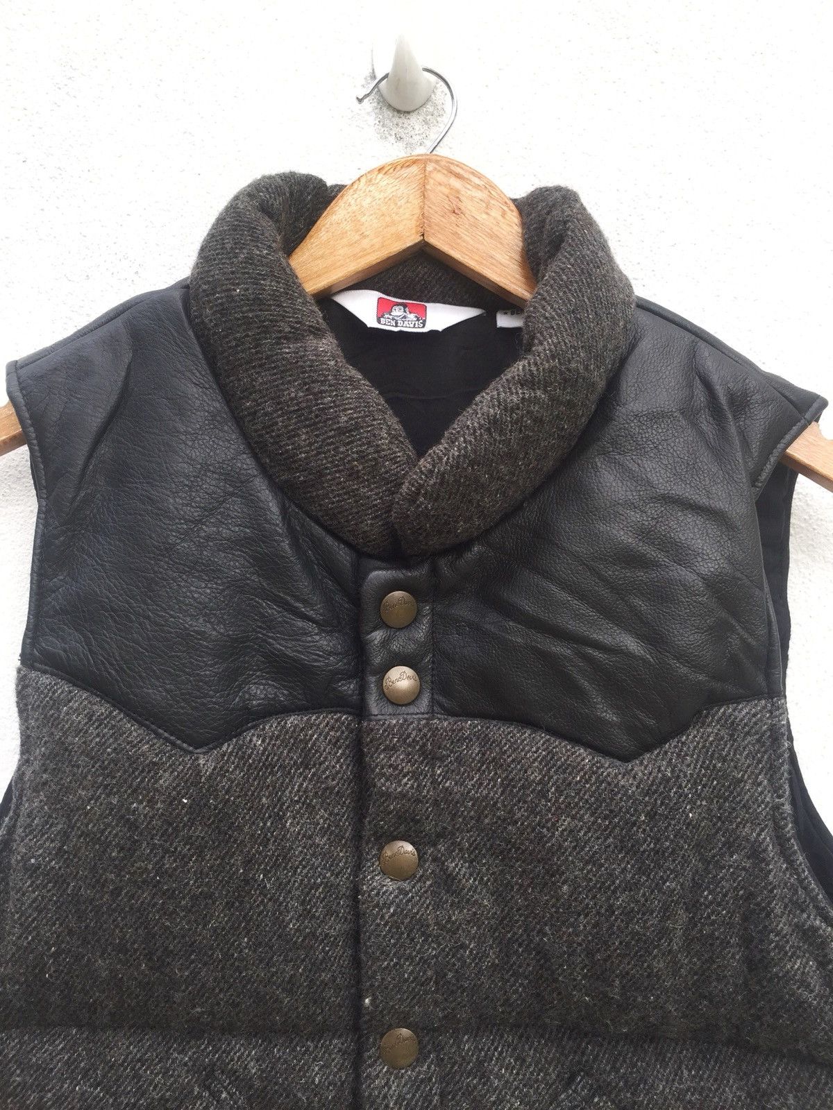Ben Davis Stapleton Wool Leather Cowhide Attached Brown Beach Jacket Size US S / EU 44-46 / 1 - 3 Thumbnail
