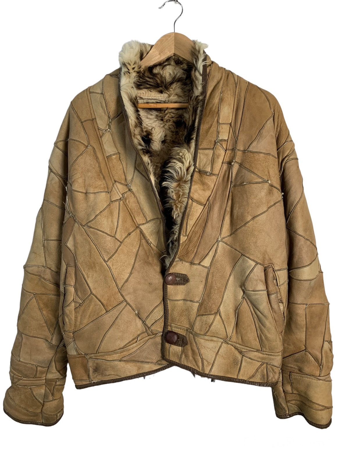 Japanese Brand Patchwork Faux Fur Jacket