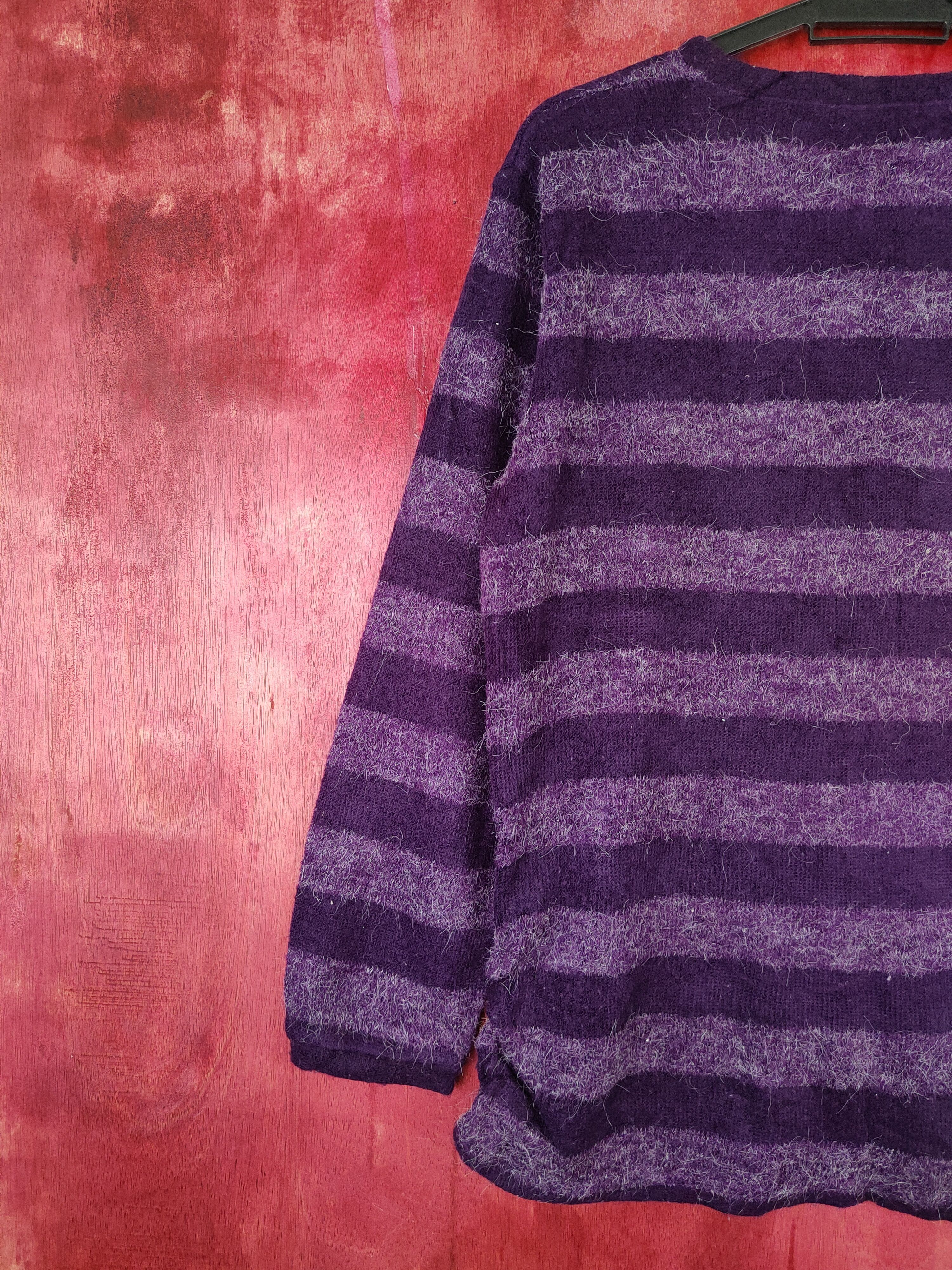 Homespun Knitwear × Japanese Brand Theoria Purple Fur Mohair Knitwear Long Sleeve T-shirt #5935 Size L / US 10 / IT 46 - 8 Thumbnail